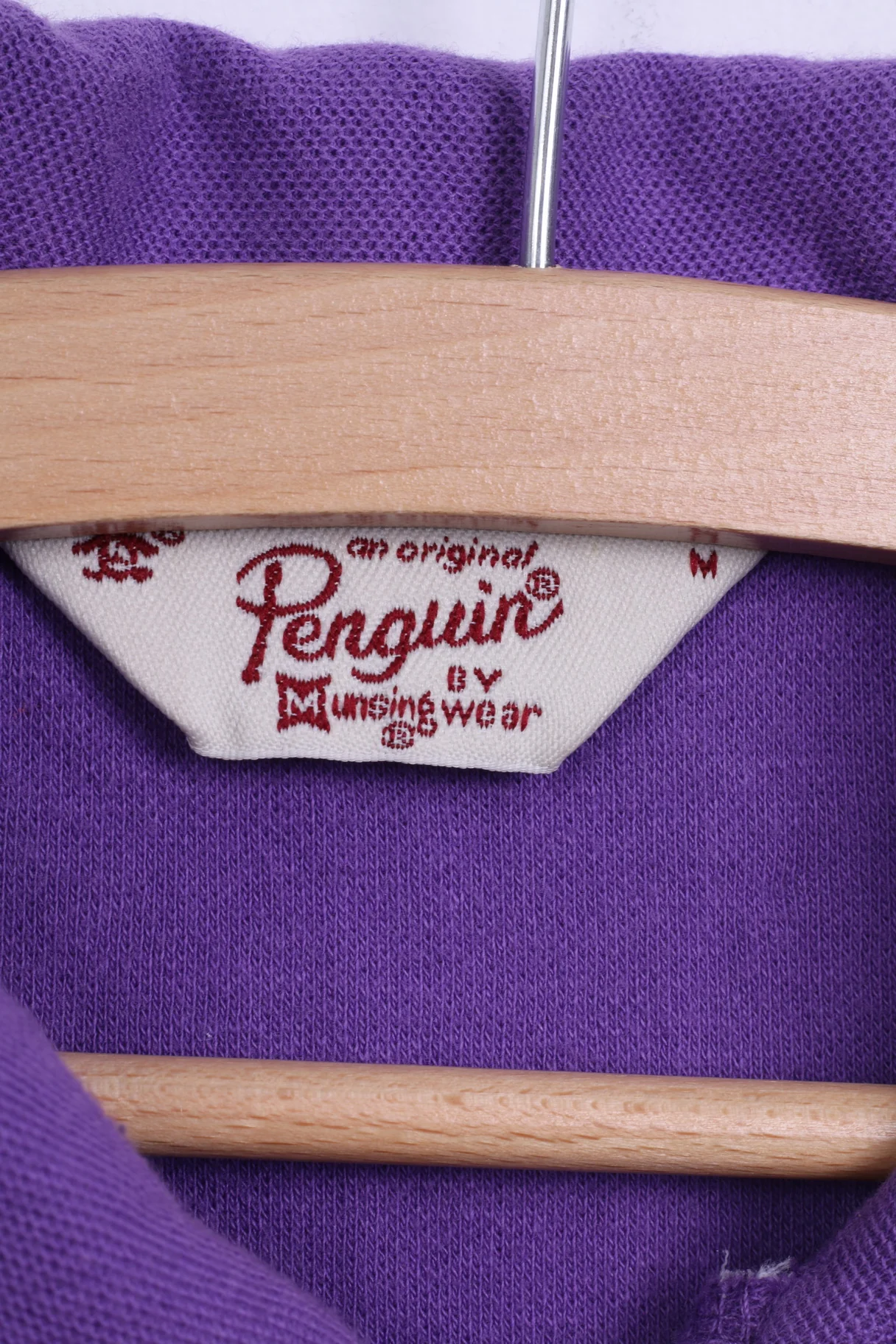 Penguin Mens M Polo Shirt Purple Cotton Slim Fit Stretch Top - Image 4