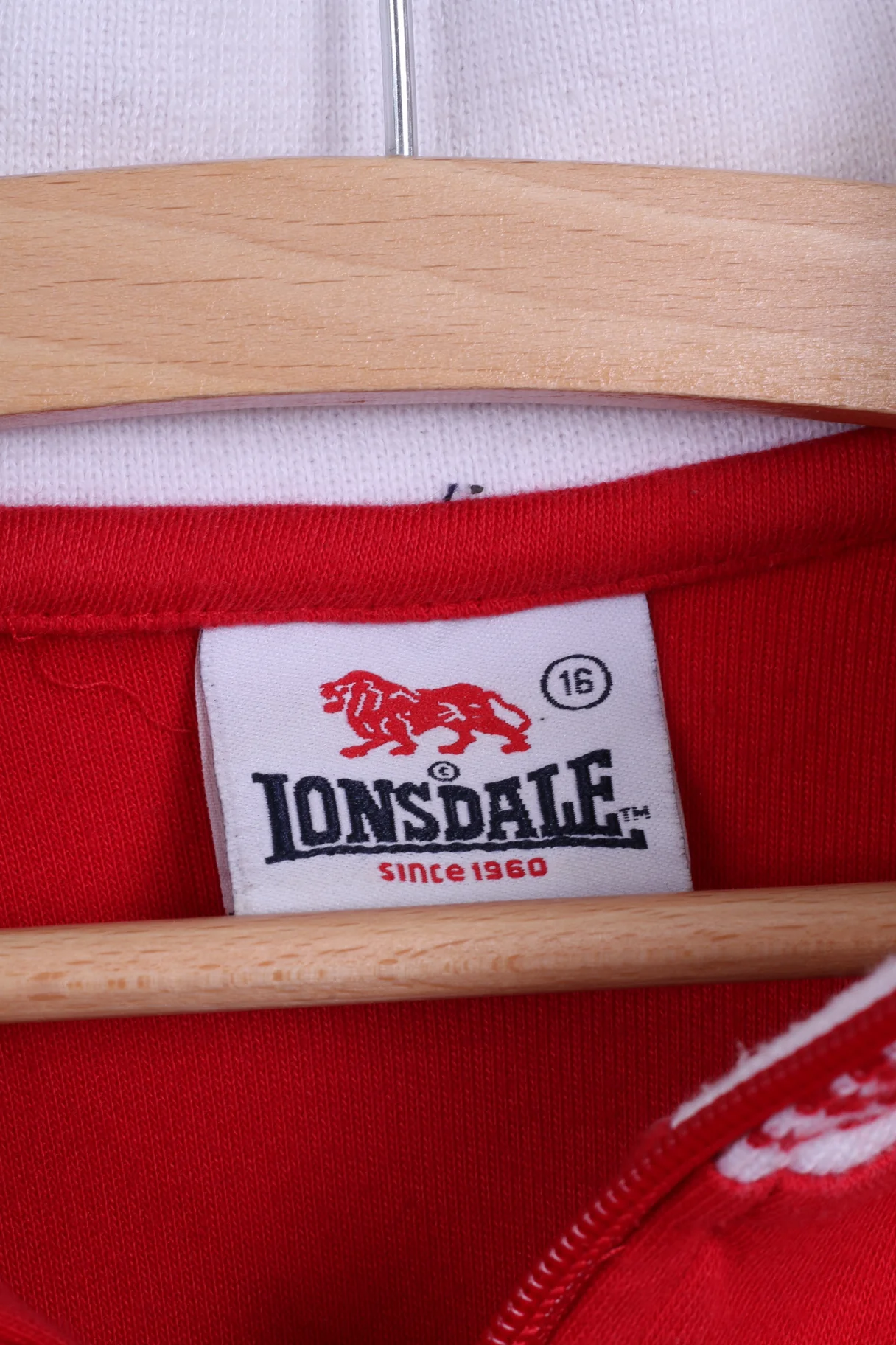 Lonsdale Womens 16 M Sweatshirt Cotton Red Zippered Stretch Blouse - Image 4