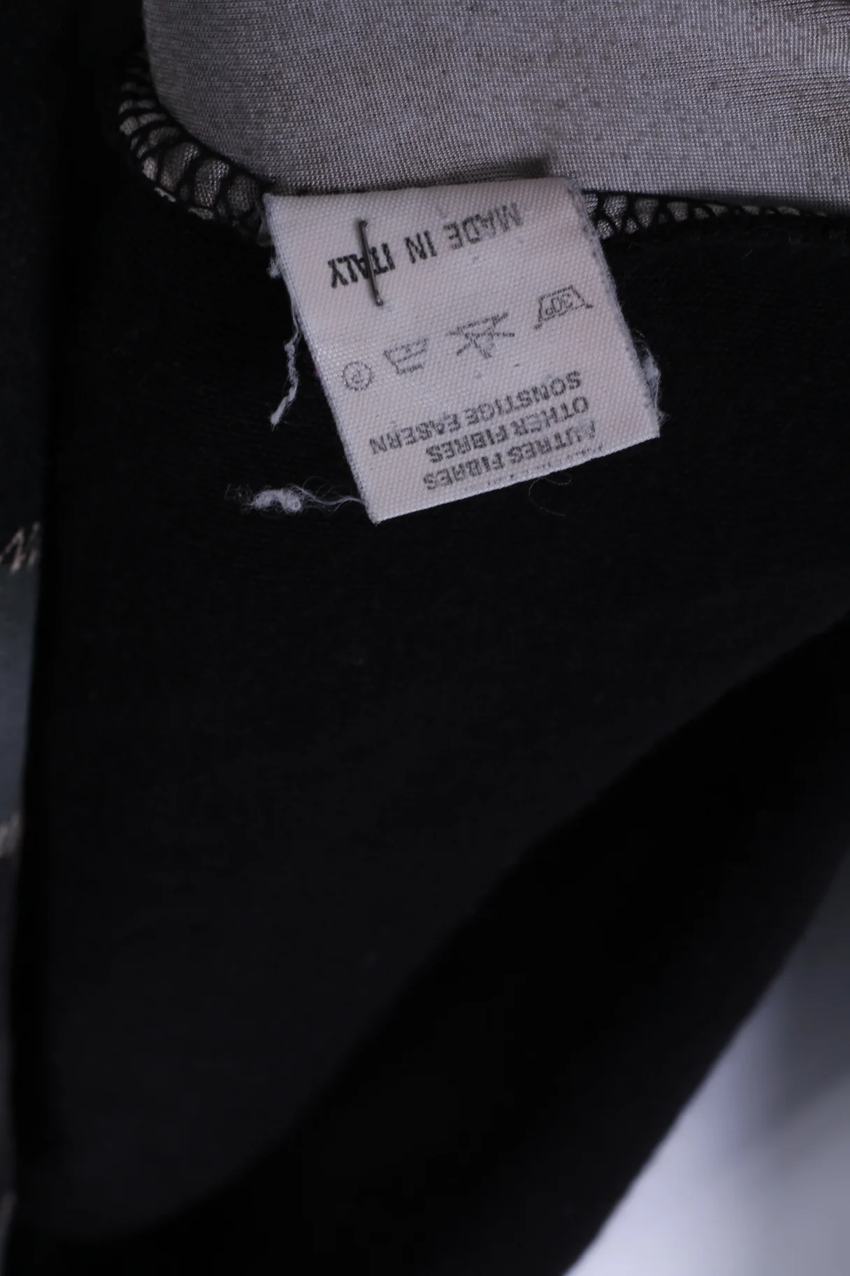 Unkown Womens M Shirt Black Patchwork nStretch Acrylic Wool Blend Top Italy - Image 3