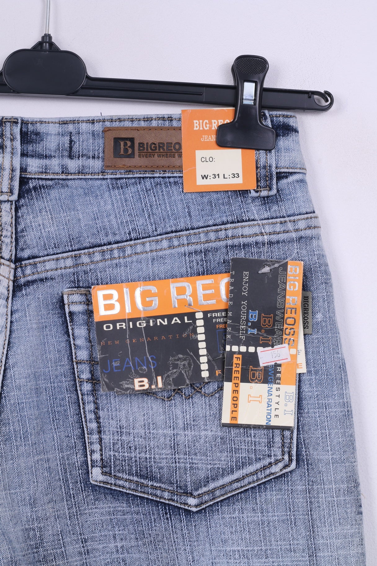 New Big Reoss Mens W31 L33 Trousers Blue Jeans Washed Look Pants - Image 6