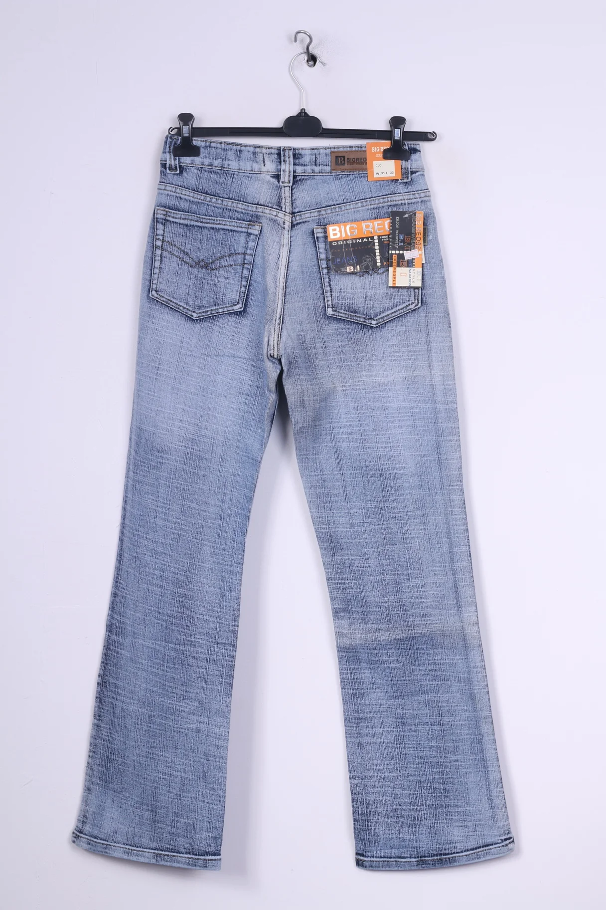 New Big Reoss Mens W31 L33 Trousers Blue Jeans Washed Look Pants - Image 7