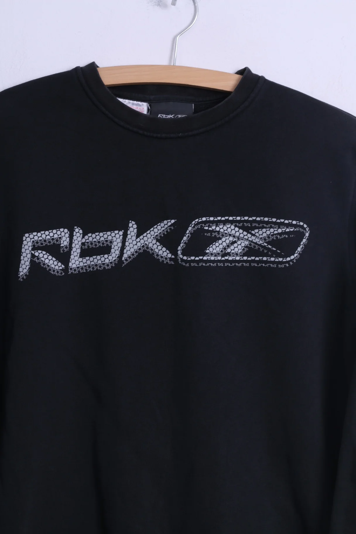 Reebok Boys 16 age Sweatshirt Black Cotton Crew Neck Grapgic Logo Top - Image 3