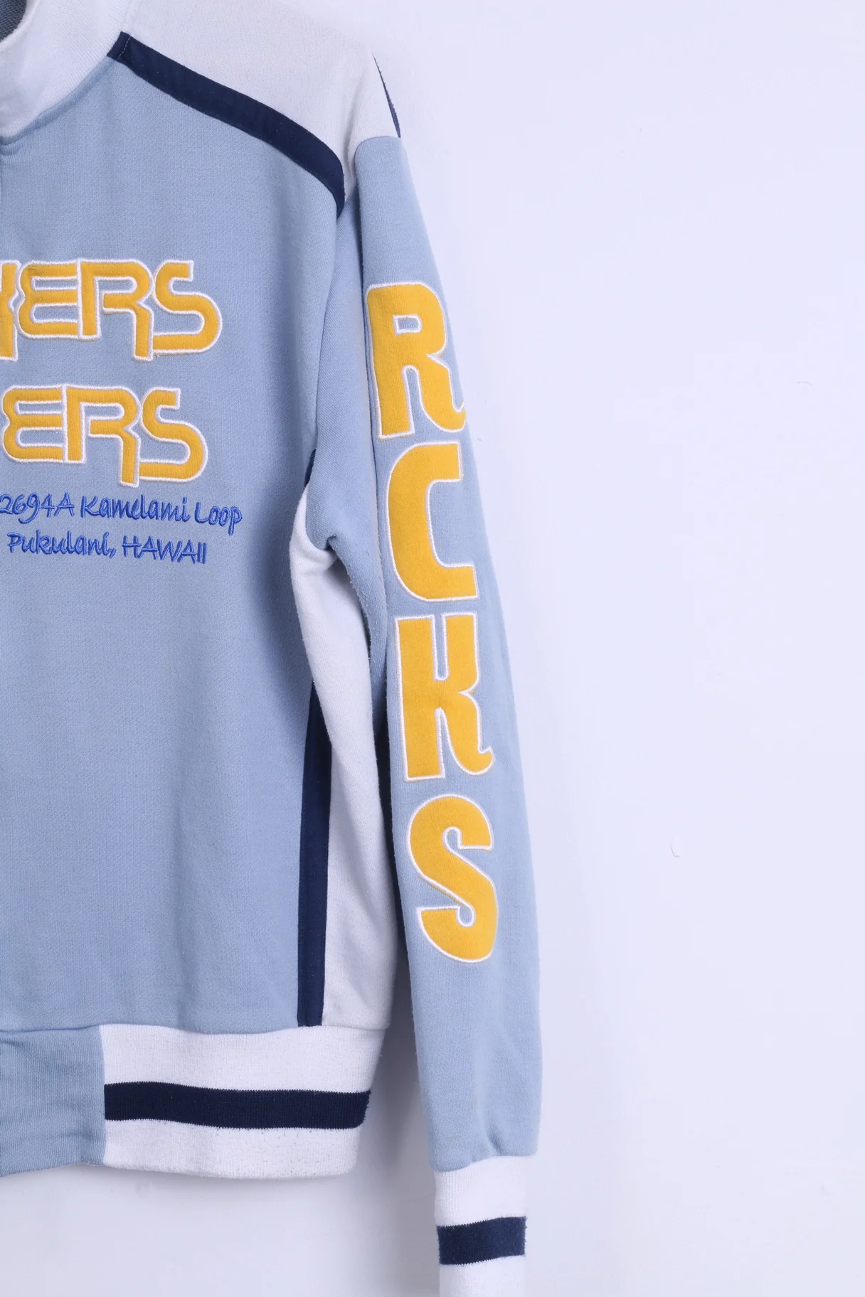 Kemitch Socialite Mens L Sweatshirt Blue CottonRochers Riders Embroidered Zip Up Top - Image 3