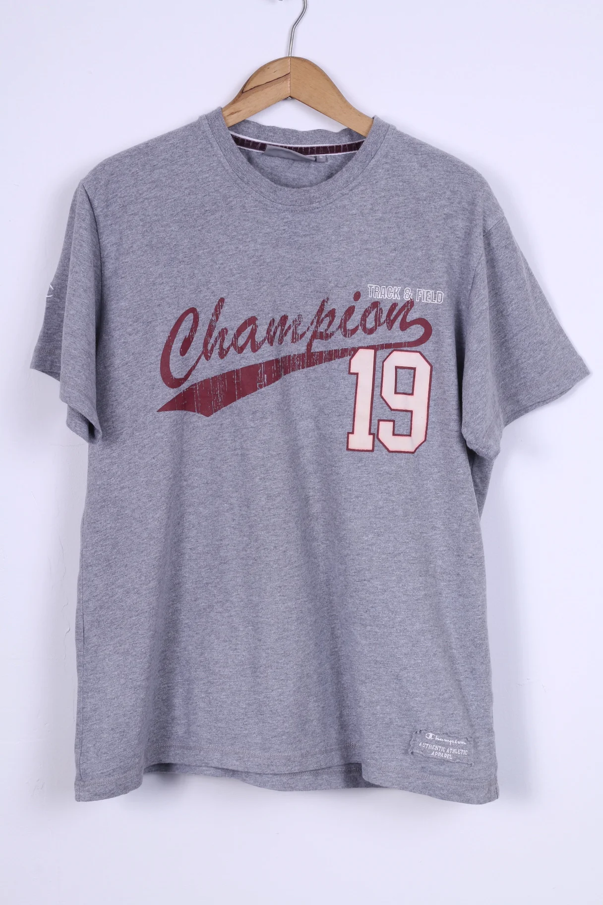 Champion Mens M T-Shirt Grey Cotton Graphic