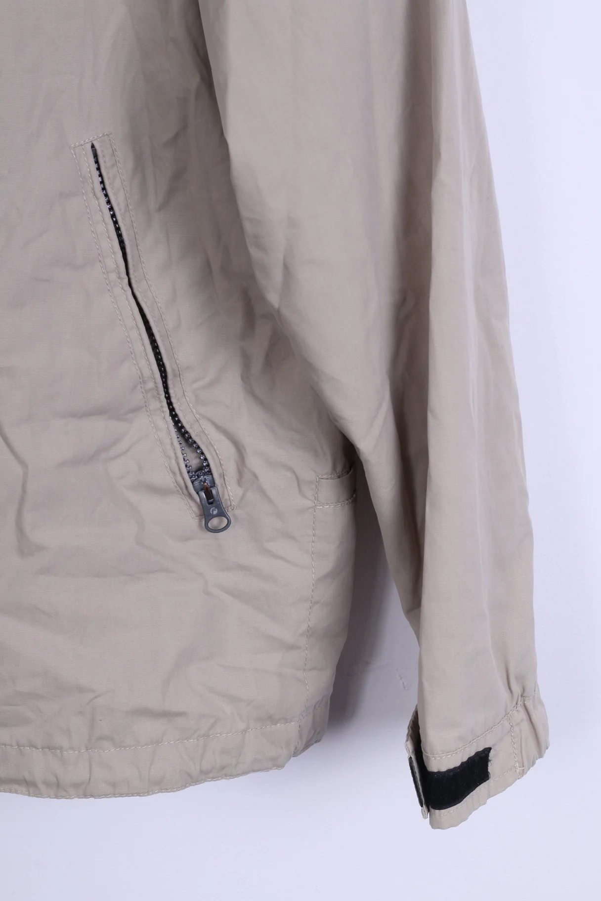 Camaro CMR Mens M Jacket Beige Lightweight Zip Up Hidden Hood Top - Image 2