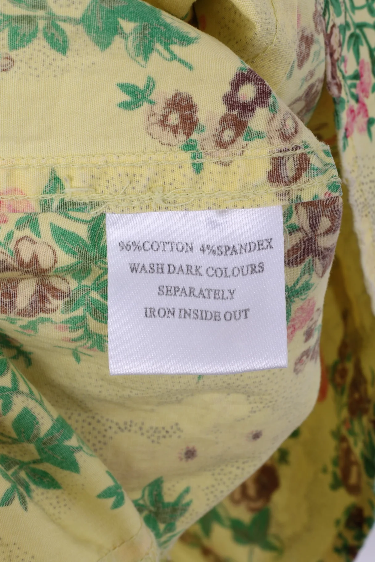 Ringspun Womens 10 S Casual Shirt Yellow Floral Print Cotton Popper Buttons - Image 5