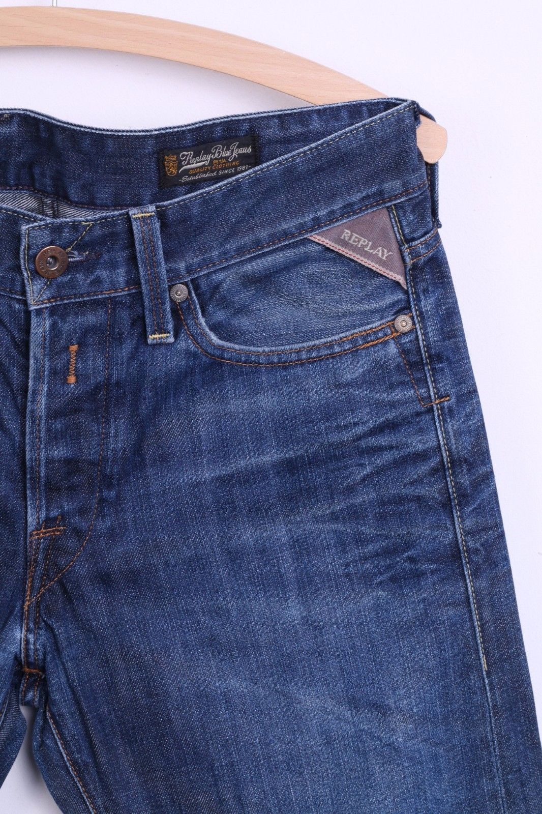 Replay Mens W29 L32 Jeans Trousers Blue Cotton Denim Pants - Image 2