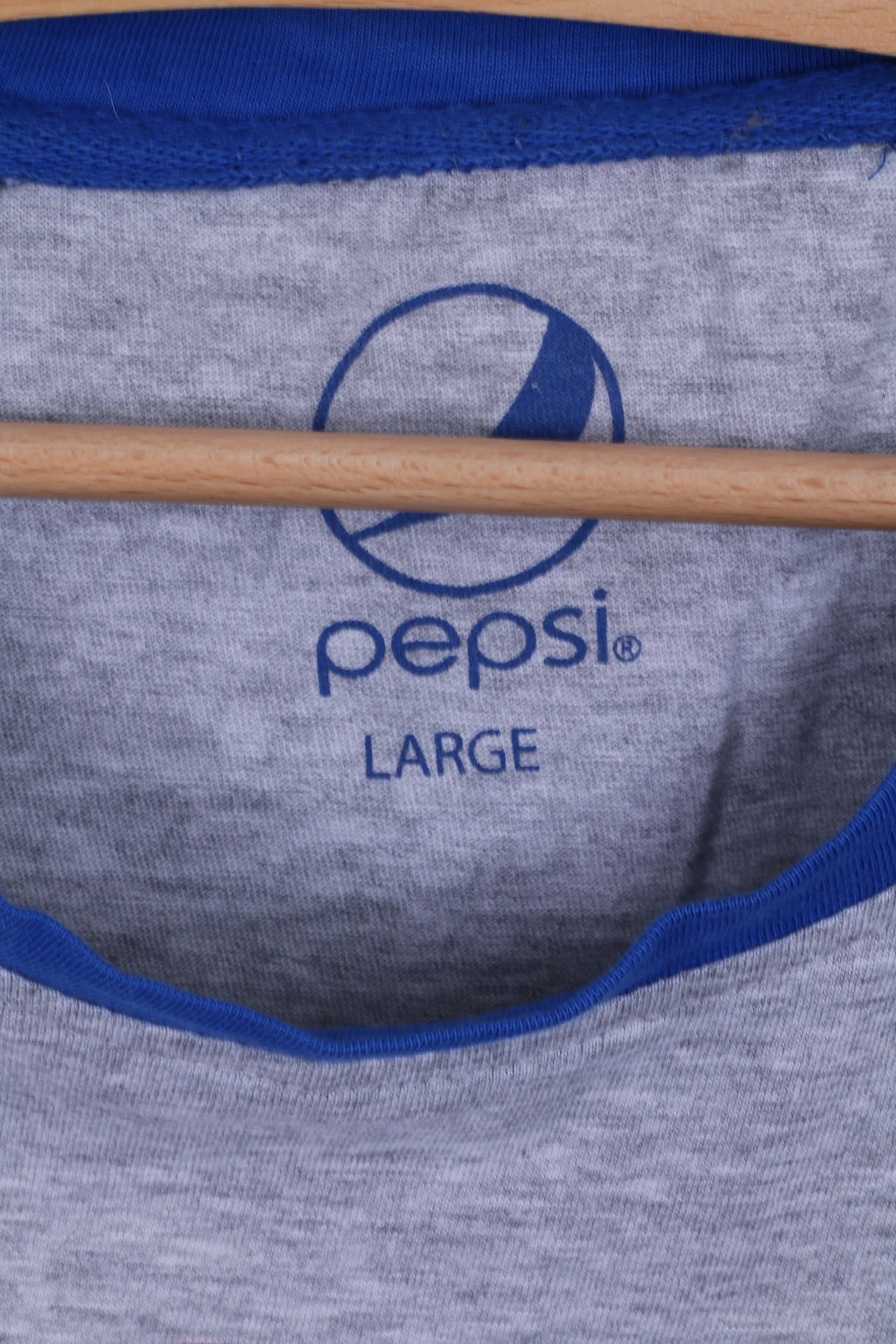 Pepsi Womens L Shirt Cotton Grey Blue Long Sleeve Graphic Stretch Top - Image 3