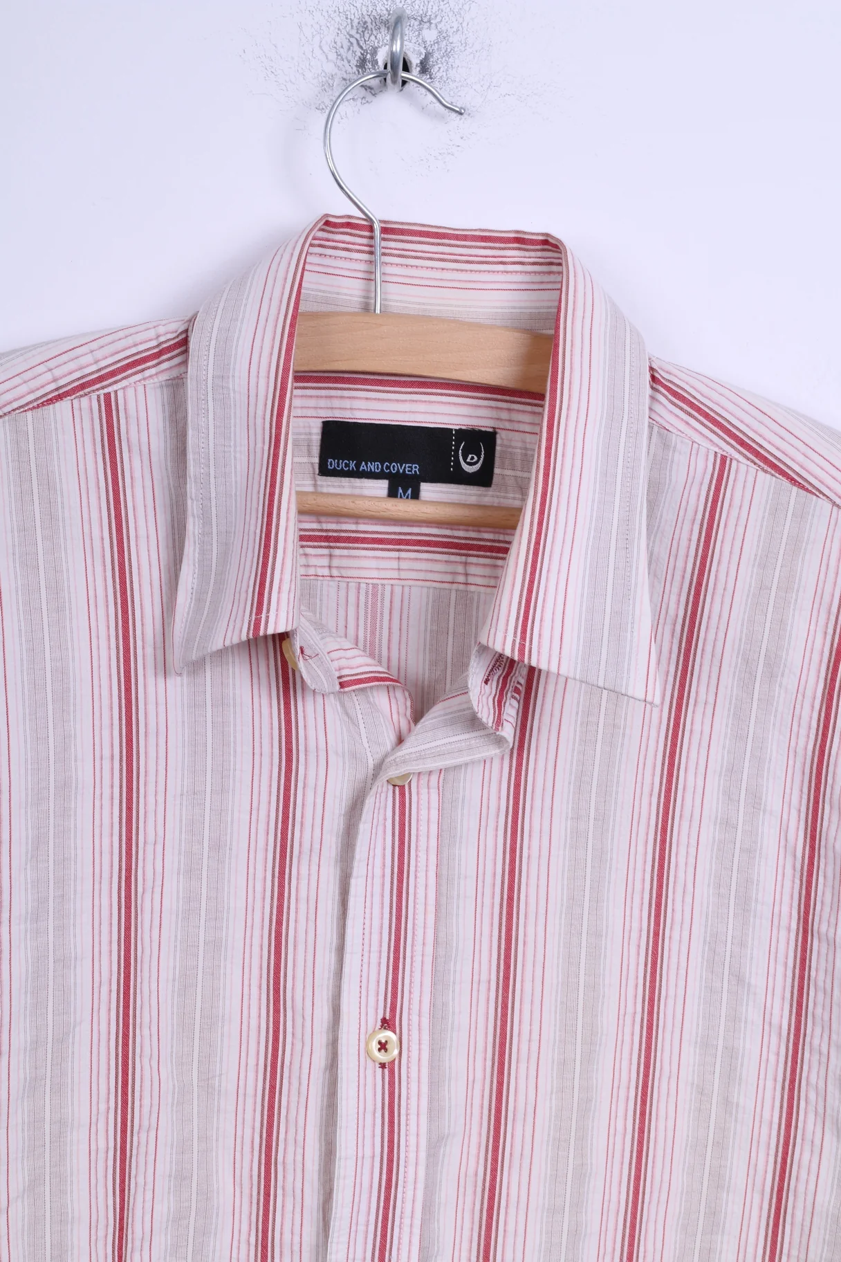 Duck And Cover Mens M Casual Shirt Cotton Multi Striped Short Sleeve - Image 3