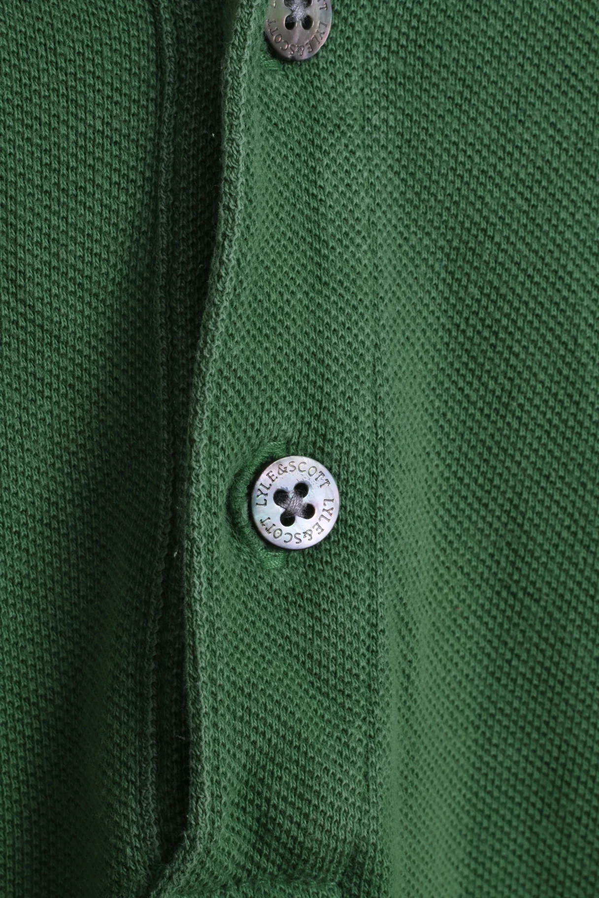 Lyle & Scott Vintage Mens S (XS) Polo Shirt Green Cotton Detailed Buttons - Image 3