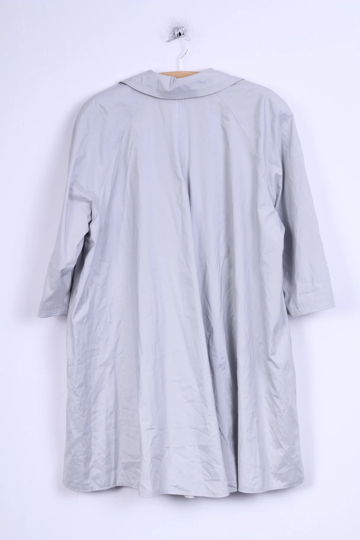 Womens 42 Coat Grey Lightweight Casual Double Breasted Top Shoulder Pads - Image 6