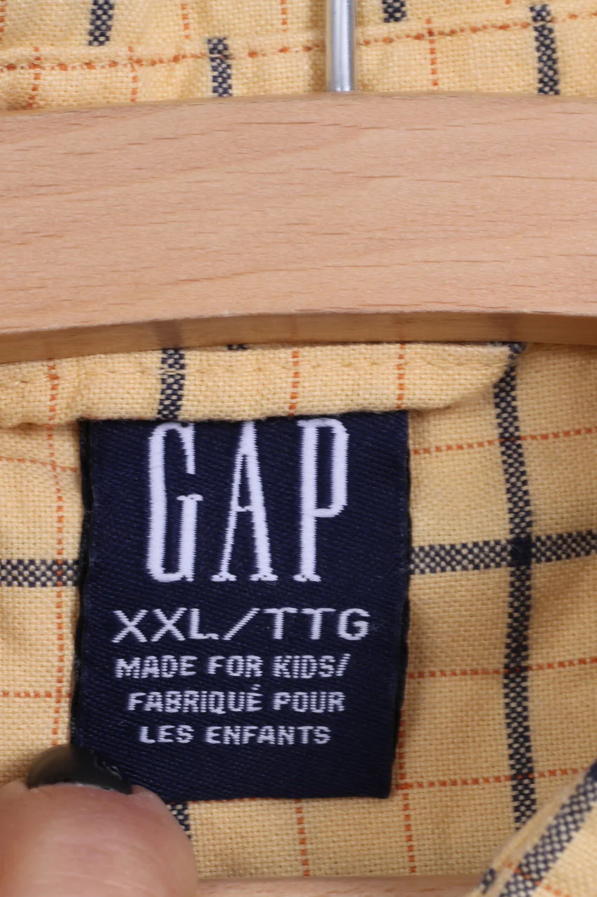 GAP Boys TTG XXL Casual Shirt Yellow Cotton The Big Oxford Checkered - Image 4
