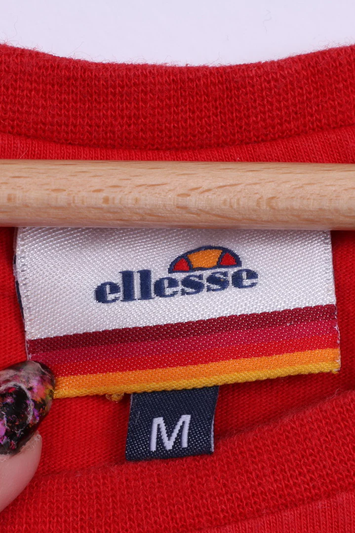 Ellesse Mens M T-Shirt Red Cotton Graphic Crew Neck Logo - Image 5