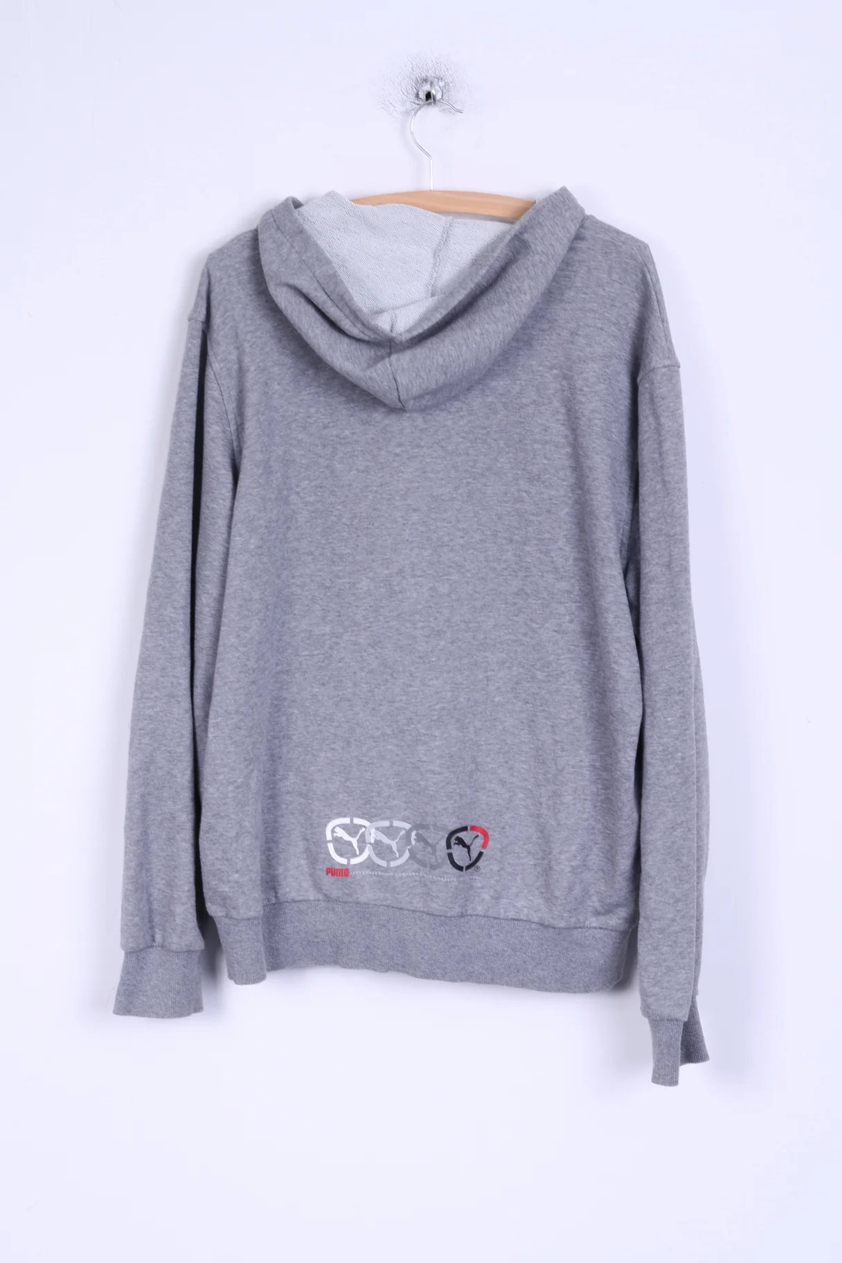 Puma Mens L Sweatshirt Grey Cotton Hooded Kangaroo Pocket Hoodie - Image 6