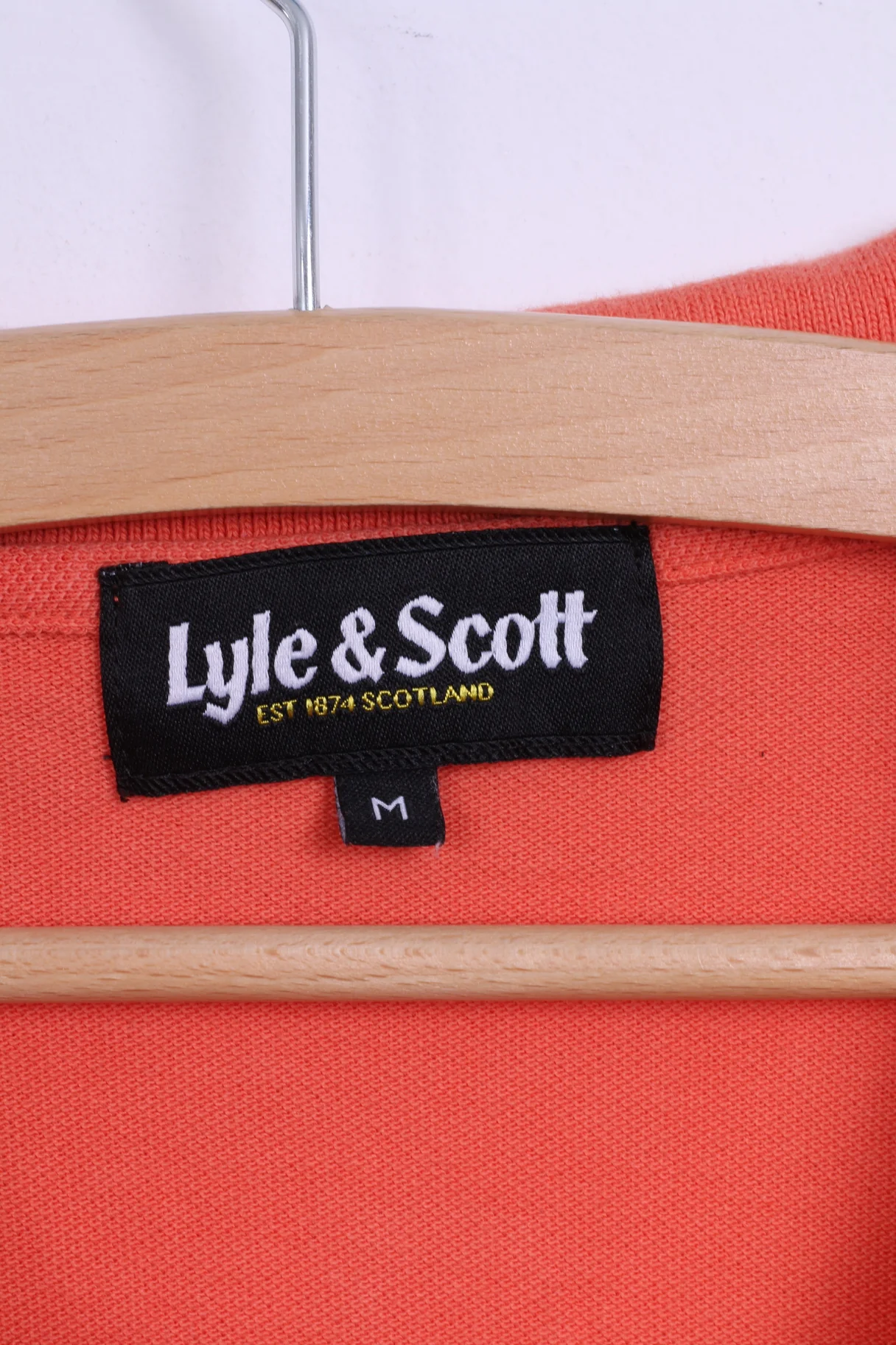 Lyle & Scott Mens M (S) Polo Shirt Cotton Coral Detailed Buttons - Image 3