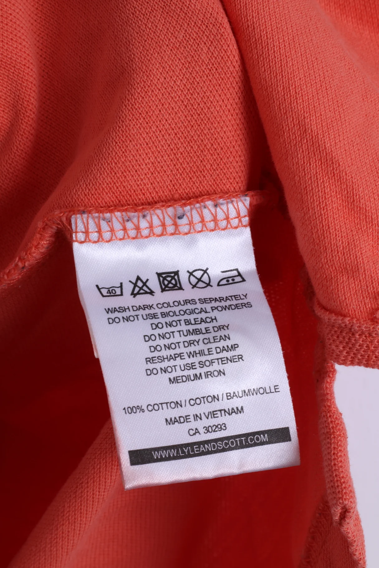 Lyle & Scott Mens M (S) Polo Shirt Cotton Coral Detailed Buttons - Image 4