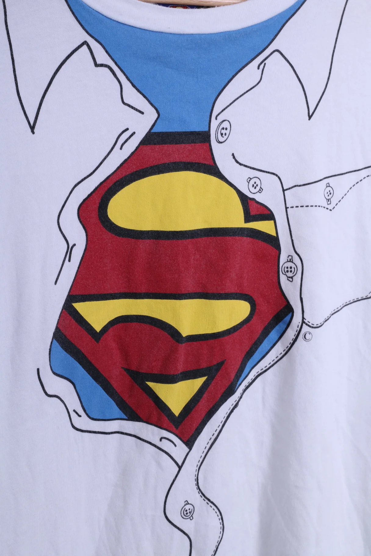 George Mens M T-Shirt White Cotton Superman Graphic Crew Neck - Image 2