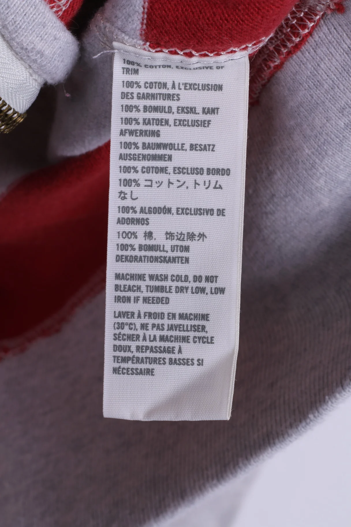 Hollister Mens S Sweatshirt Grey Striped Cotton Stretch Hoodie Zip Up Top - Image 5