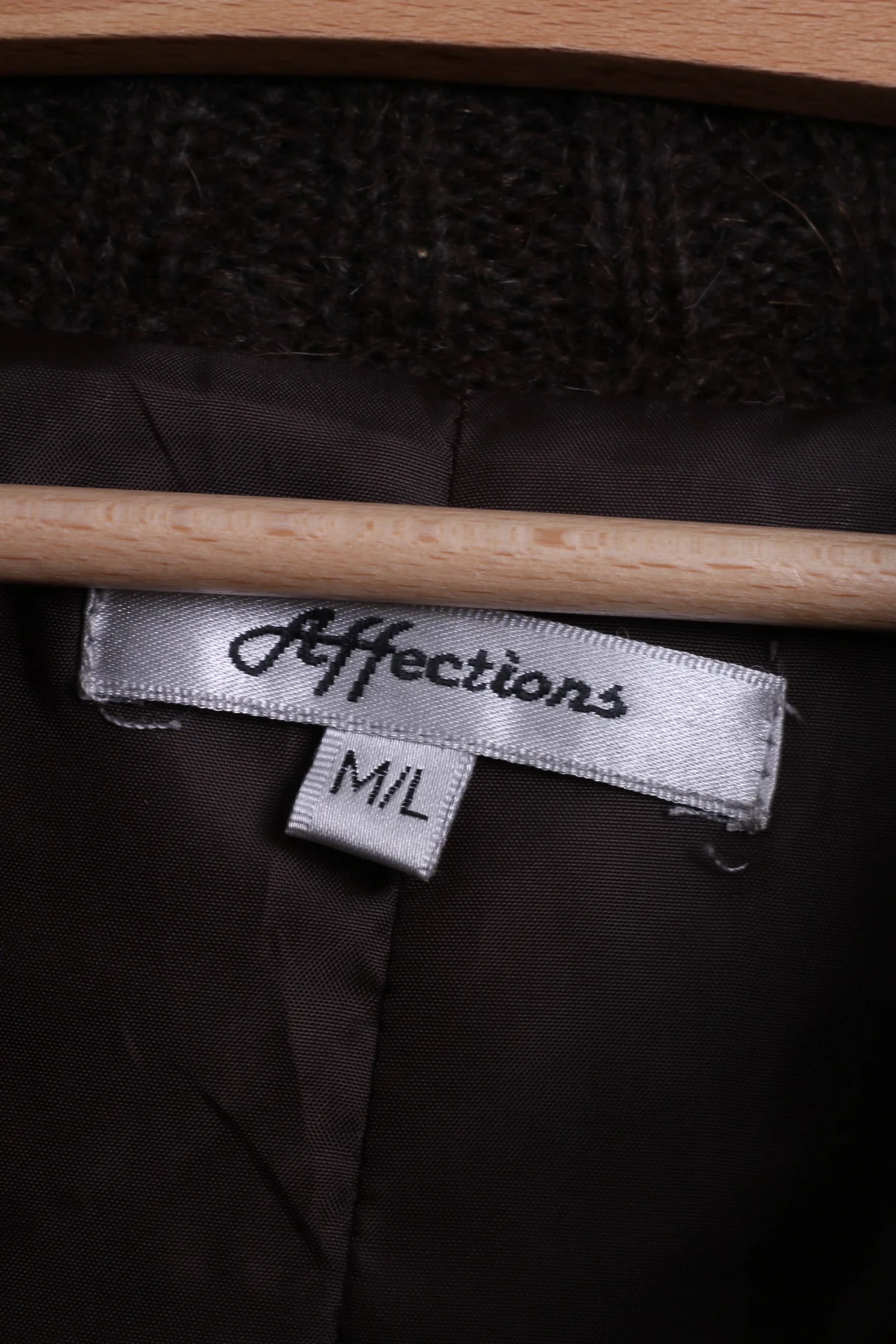 Affections Womens M/L Cardigan Jacket Brown Wool Blended Shoulder Pads Retro Sweater - Image 4