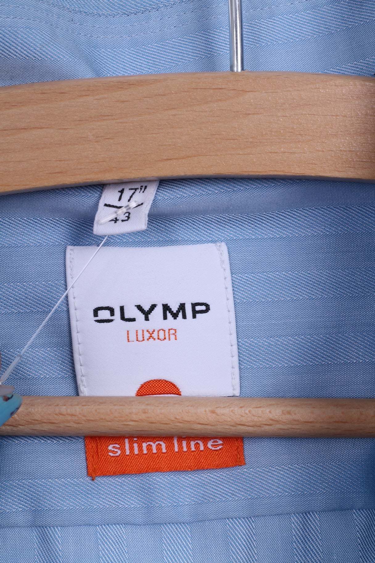 OLYMP Luxor Mens 17 43 XL Casual Shirt Blue Cotton Sim Fit Long Sleeve - Image 4