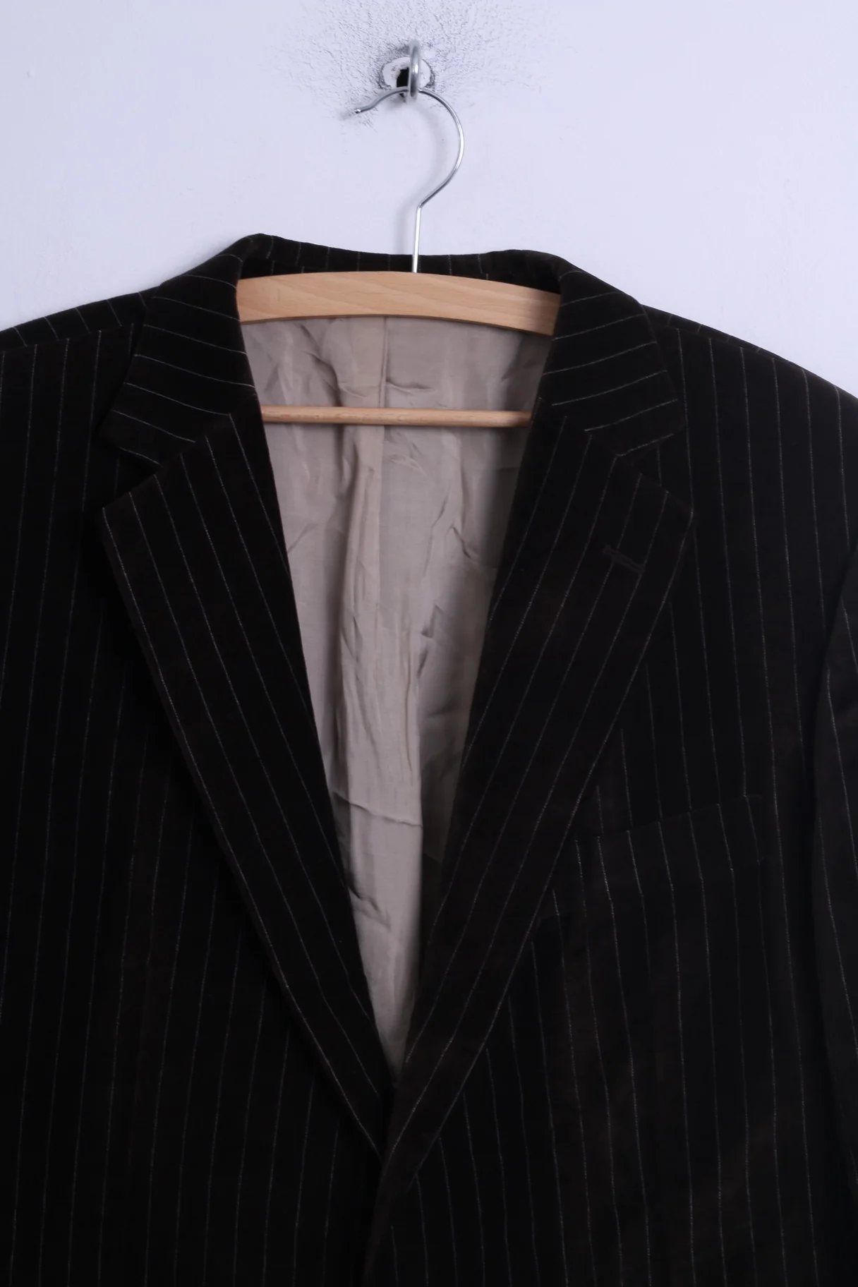 Daniel Hechter Mens 54 XL Jacket Shiny Brown Striped Cotton Single Breasted Blazer - Image 2