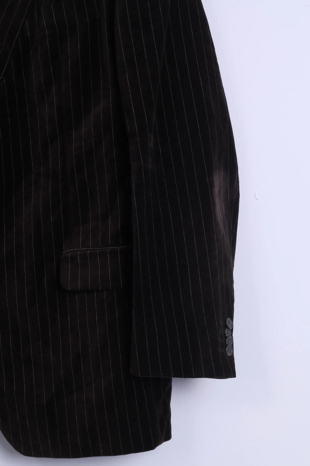 Daniel Hechter Mens 54 XL Jacket Shiny Brown Striped Cotton Single Breasted Blazer - Image 3