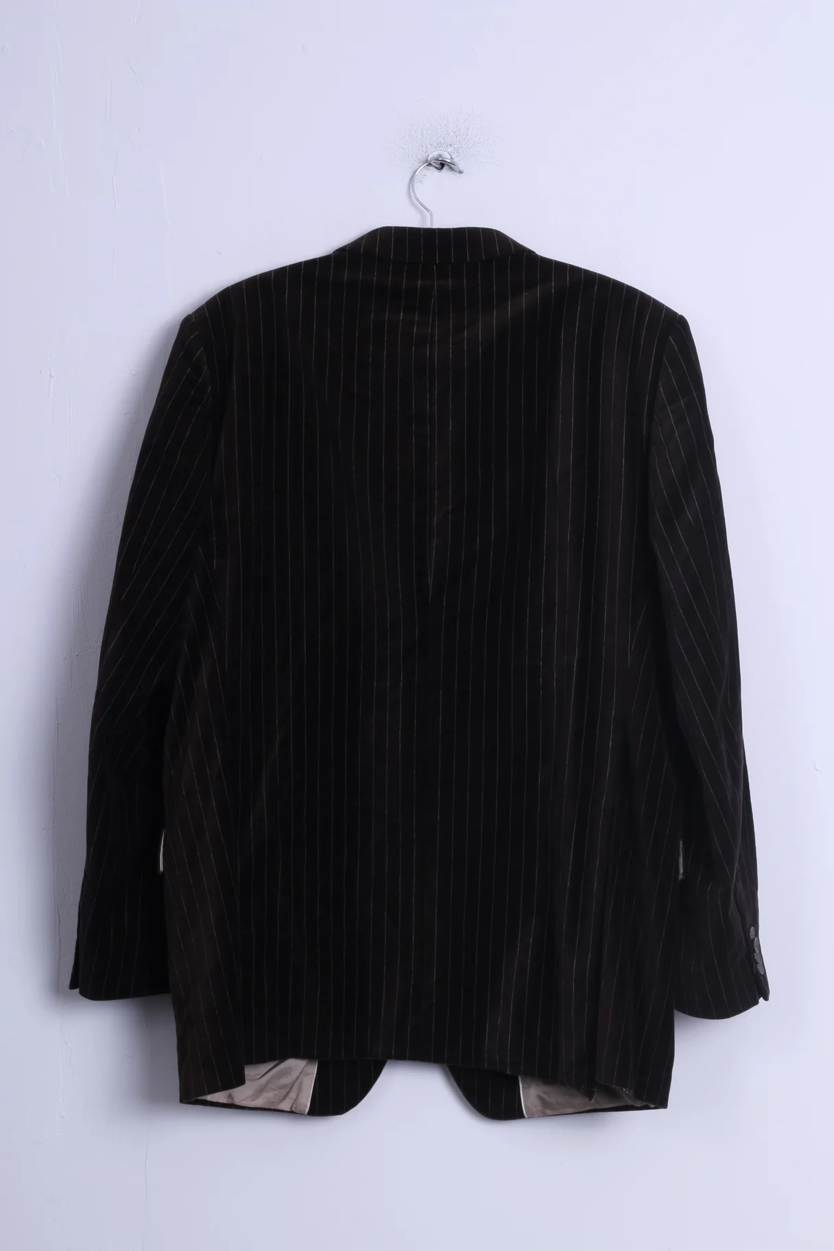 Daniel Hechter Mens 54 XL Jacket Shiny Brown Striped Cotton Single Breasted Blazer - Image 6