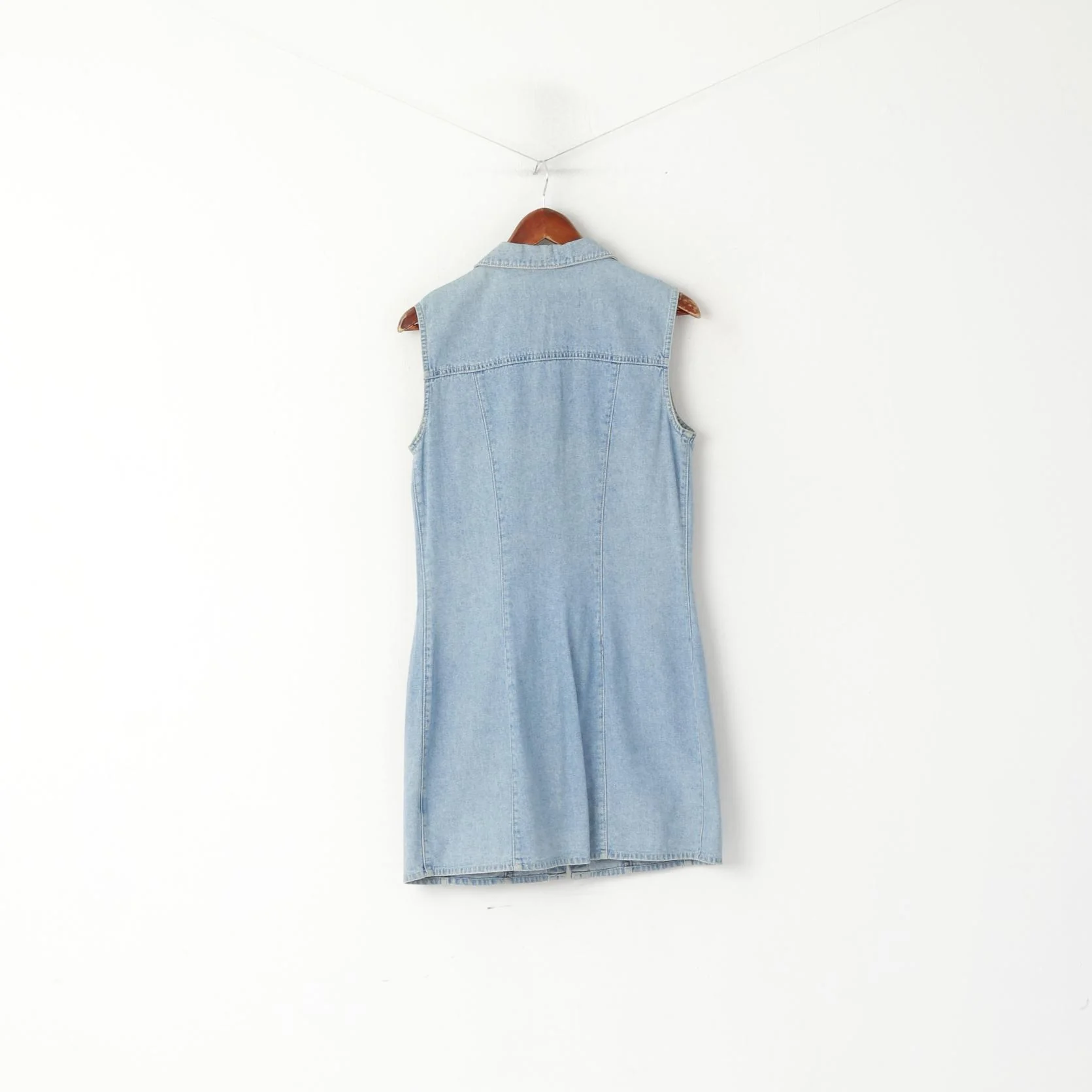 Teddy's Women 42 S/M Denim Dress Blue Vintage 90s Sleeveless Jeans Cotton - Image 5