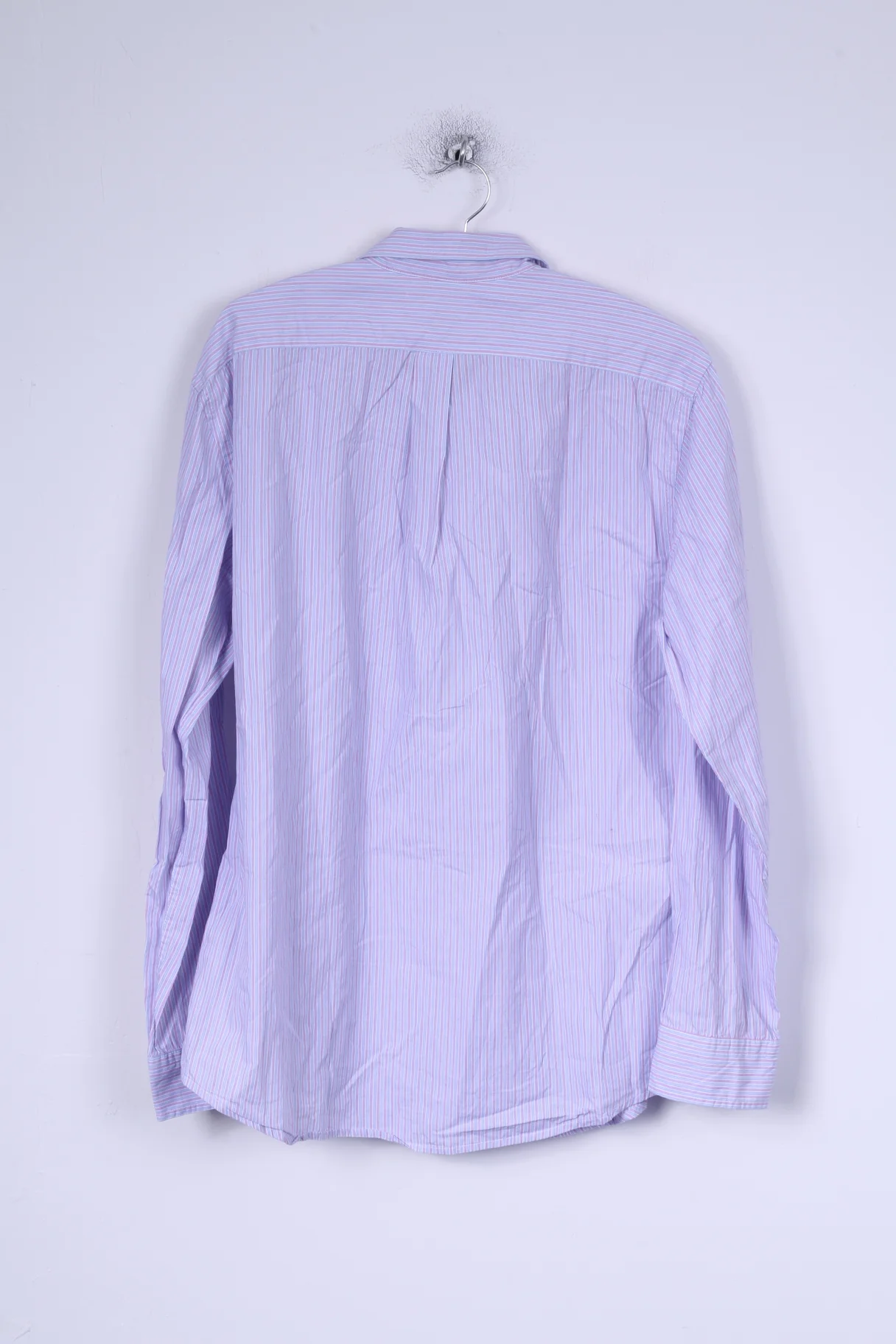Gap Mens L Casual Shirt Blue Striped Cotton Classic Fit Long Sleeve - Image 6