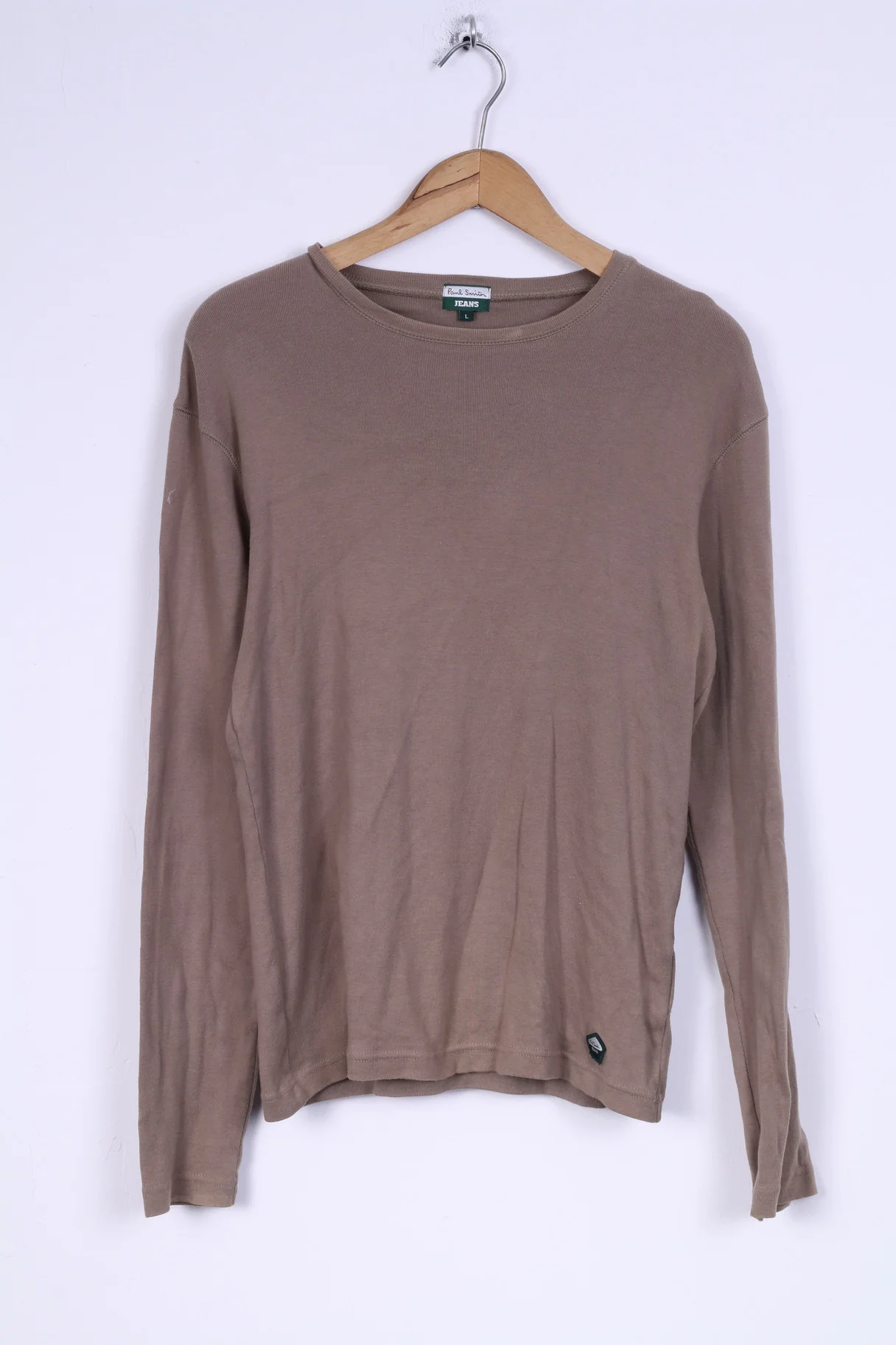 Paul Smith Jeans Mens L Shirt Long Sleeved Khaki Cotton Top