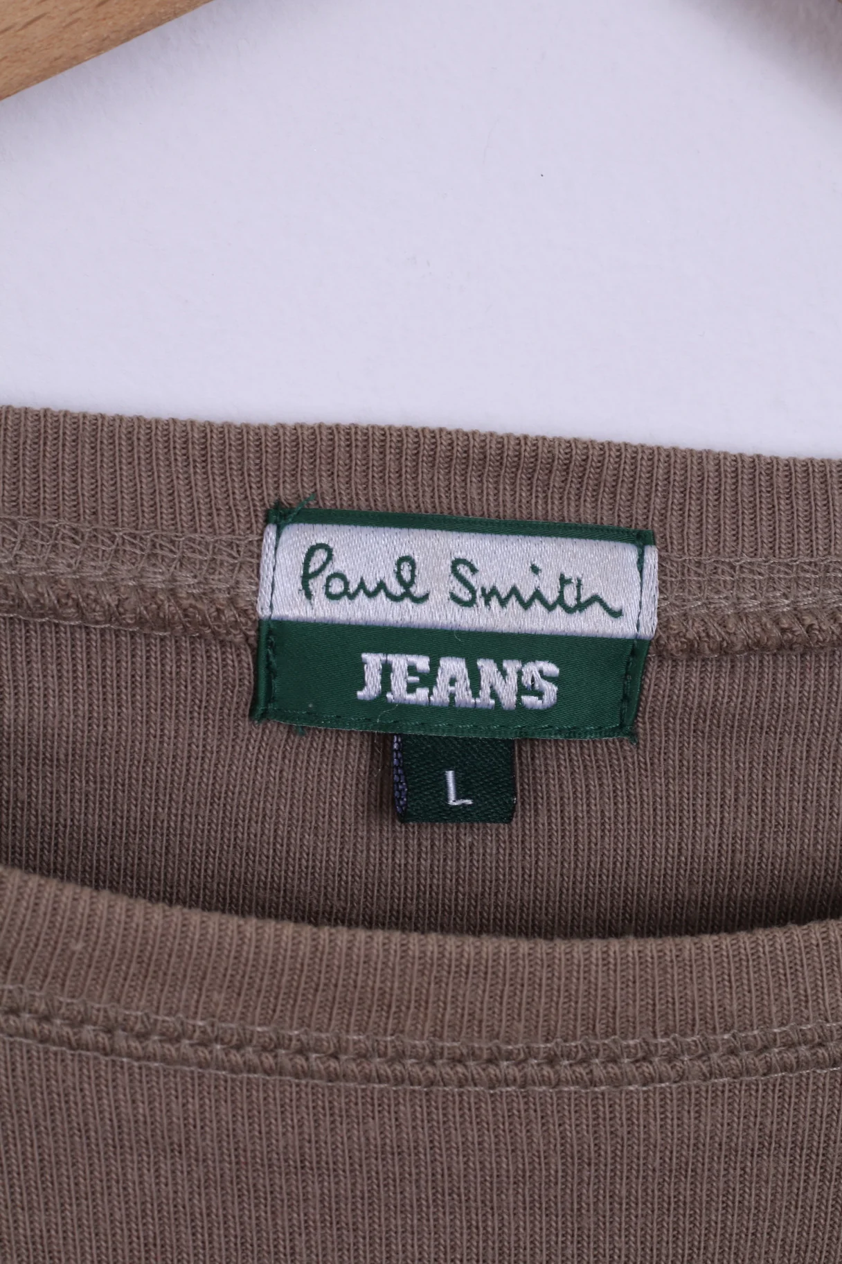 Paul Smith Jeans Mens L Shirt Long Sleeved Khaki Cotton Top - Image 4