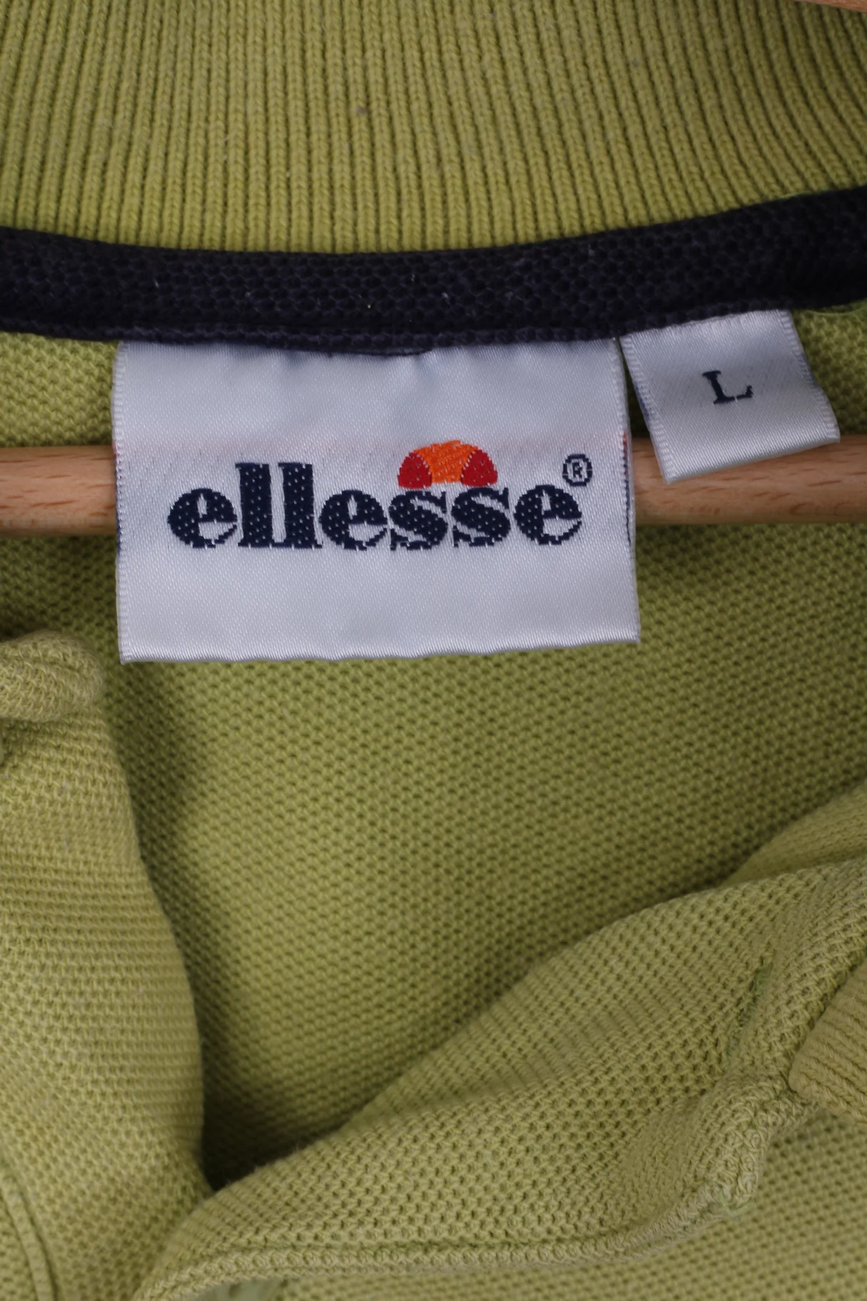 Ellesse Mens L Polo Shirt Cotton Olive Detailed Buttons - Image 4