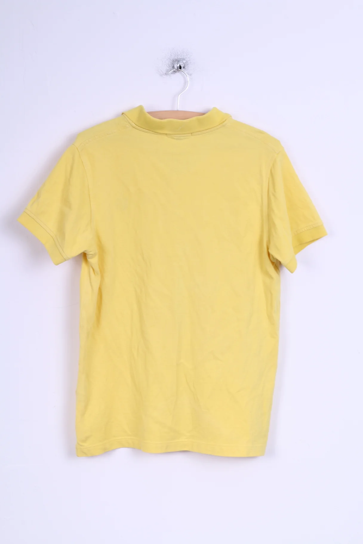 Lyle & Scott Vintage Mens L (S) Polo Shirt Yellow Cotton Slim Fit Detailed Buttons - Image 6