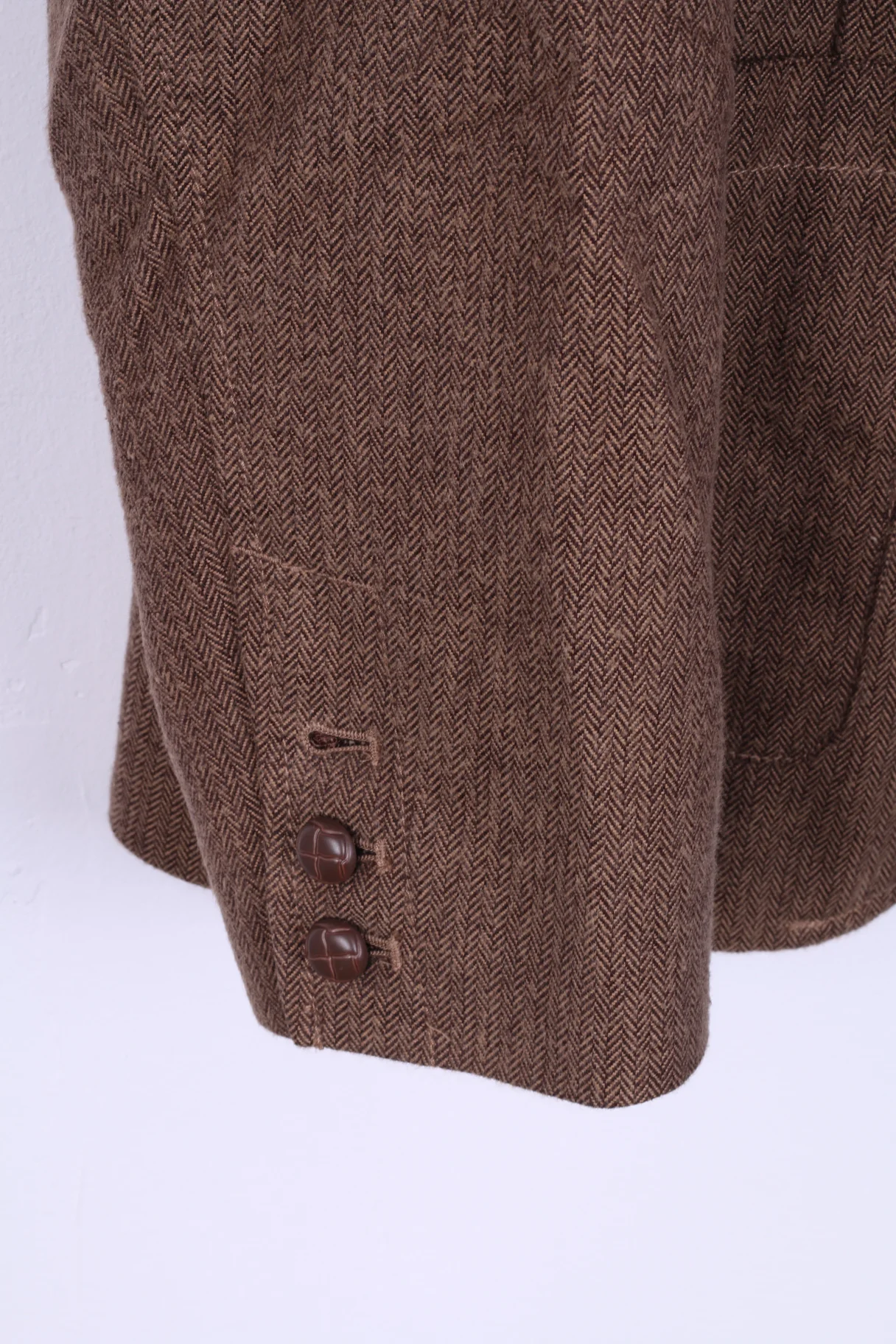 GAP Mens L Jacket Brown Herringbone Cotton Single Breasted Blazer - Image 2