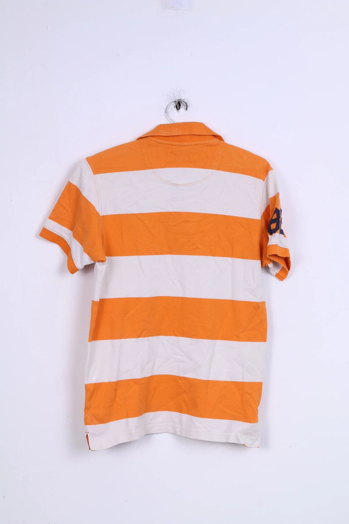 Peak Performance Mens S Polo Shirt Striped Orange Cotton Short Sleeve - Image 5