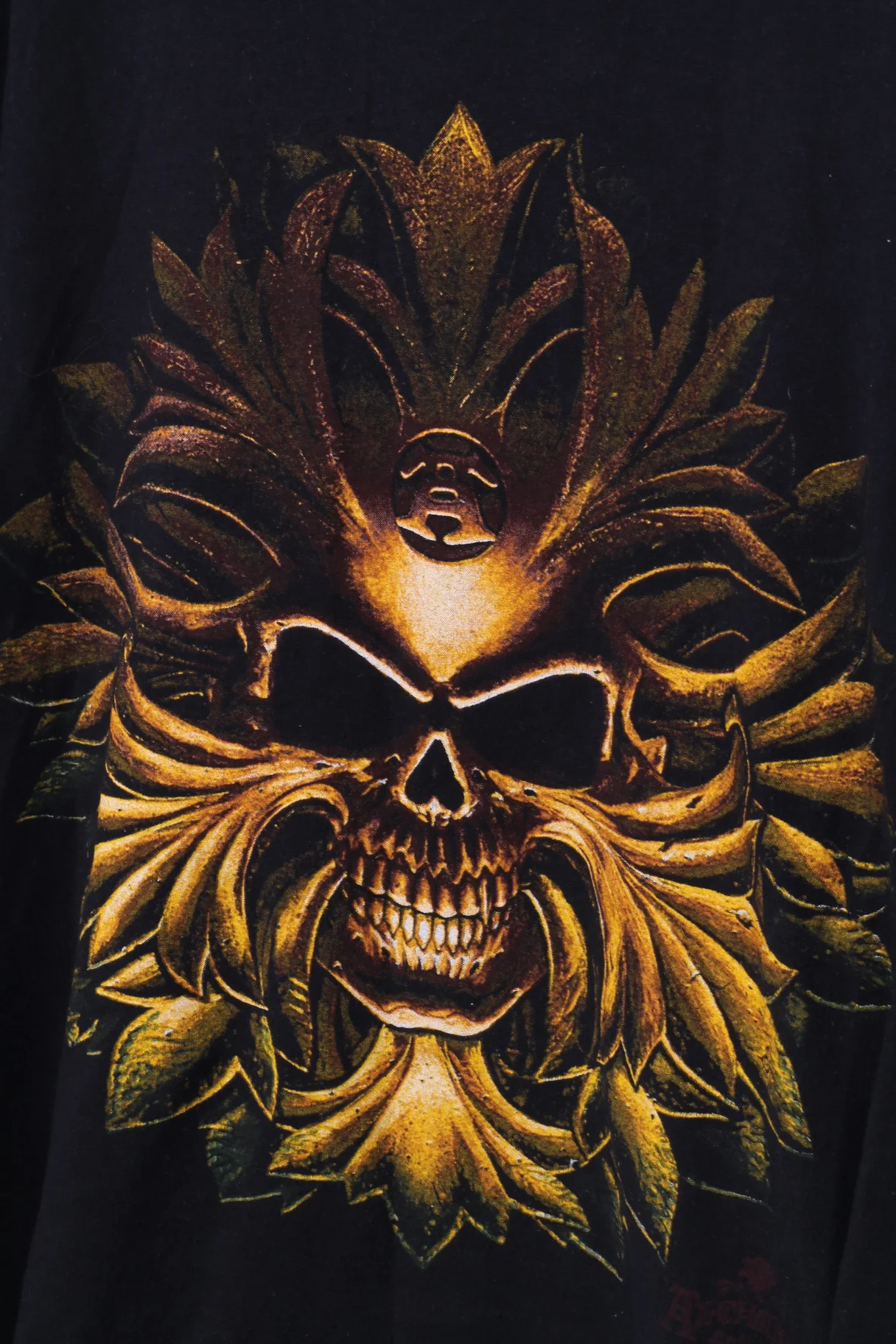 Fruit Of The Loom Mens L Long Sleeved Shirt Black Cotton Graphic Skull - Image 3