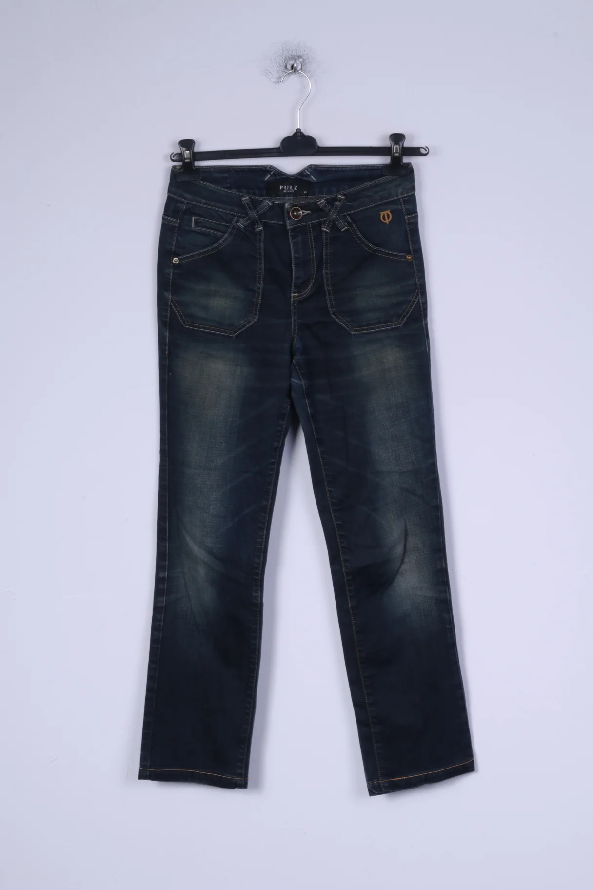 PULZ Jeans Womens W27 L32 Jeans Trousers Dark Green Denim