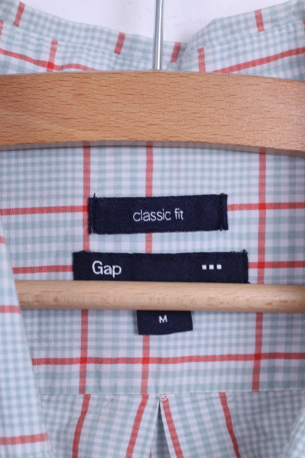 Gap Mens M Casual Shirt Cotton Mint Checkered Long Sleeve - Image 4