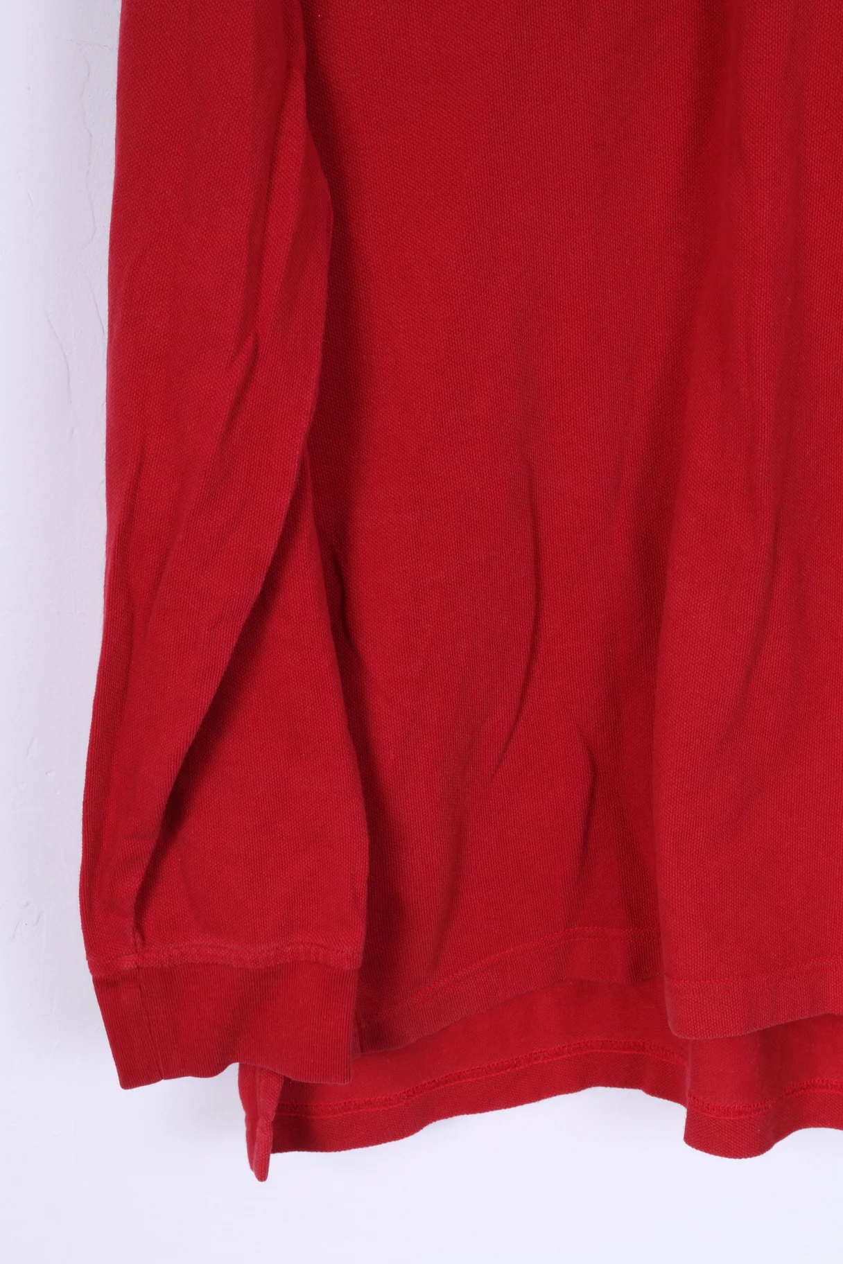 Tommy Hilfiger Mens L Polo Shirt Long Sleeved Red Cotton Top - Image 3