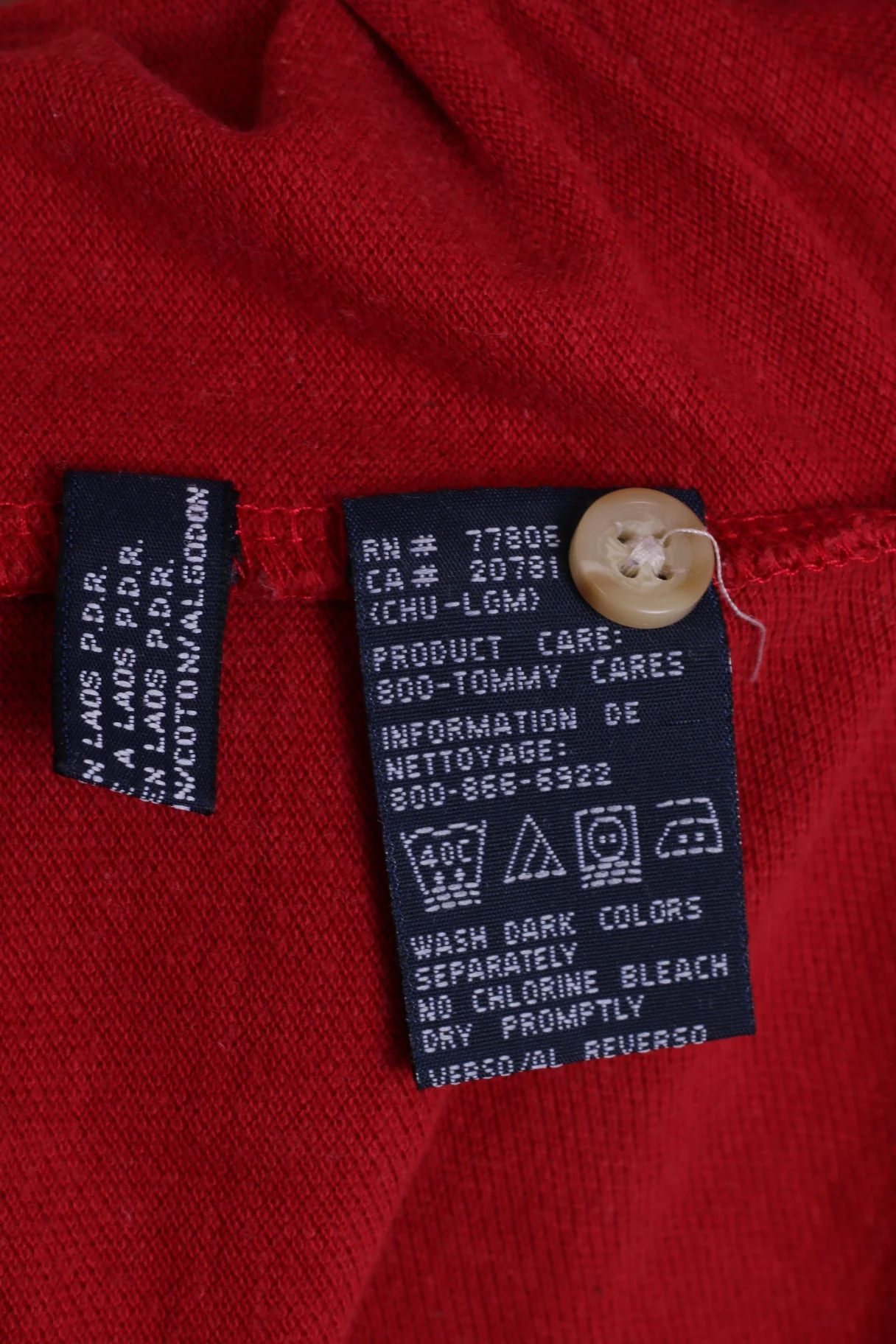 Tommy Hilfiger Mens L Polo Shirt Long Sleeved Red Cotton Top - Image 6