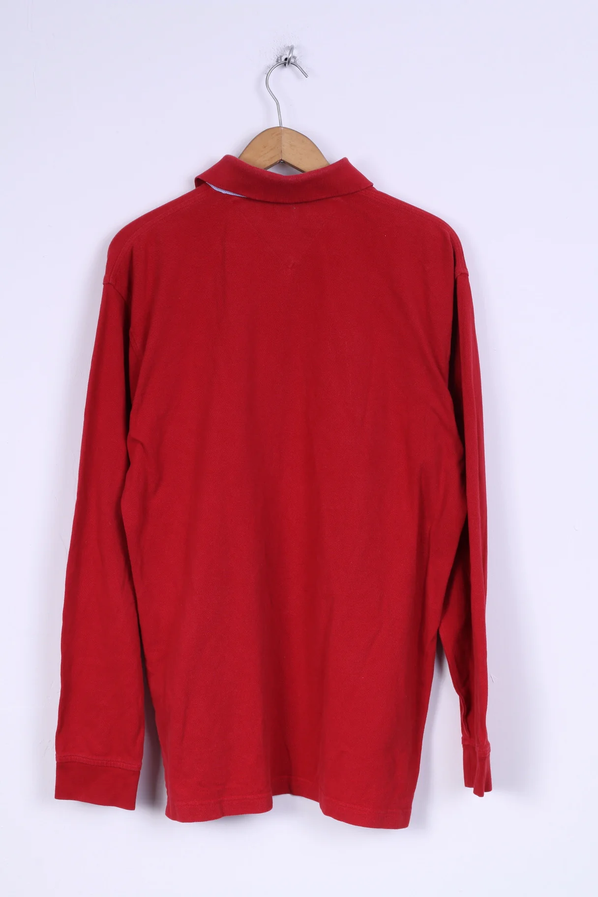 Tommy Hilfiger Mens L Polo Shirt Long Sleeved Red Cotton Top - Image 7