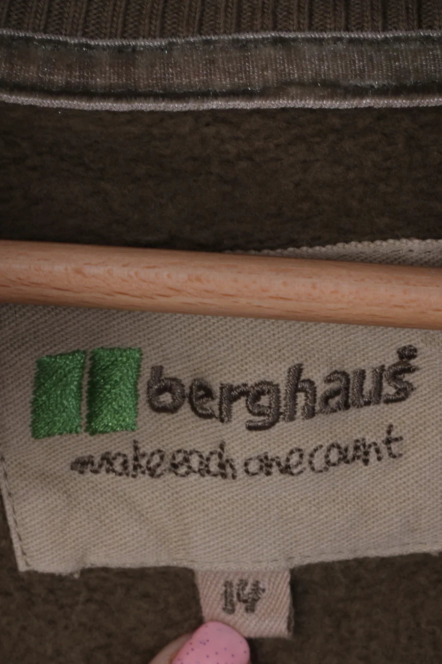 Berghaus Womens 14 M Sweatshirt Green Cotton Zippered Sportswear - Image 4