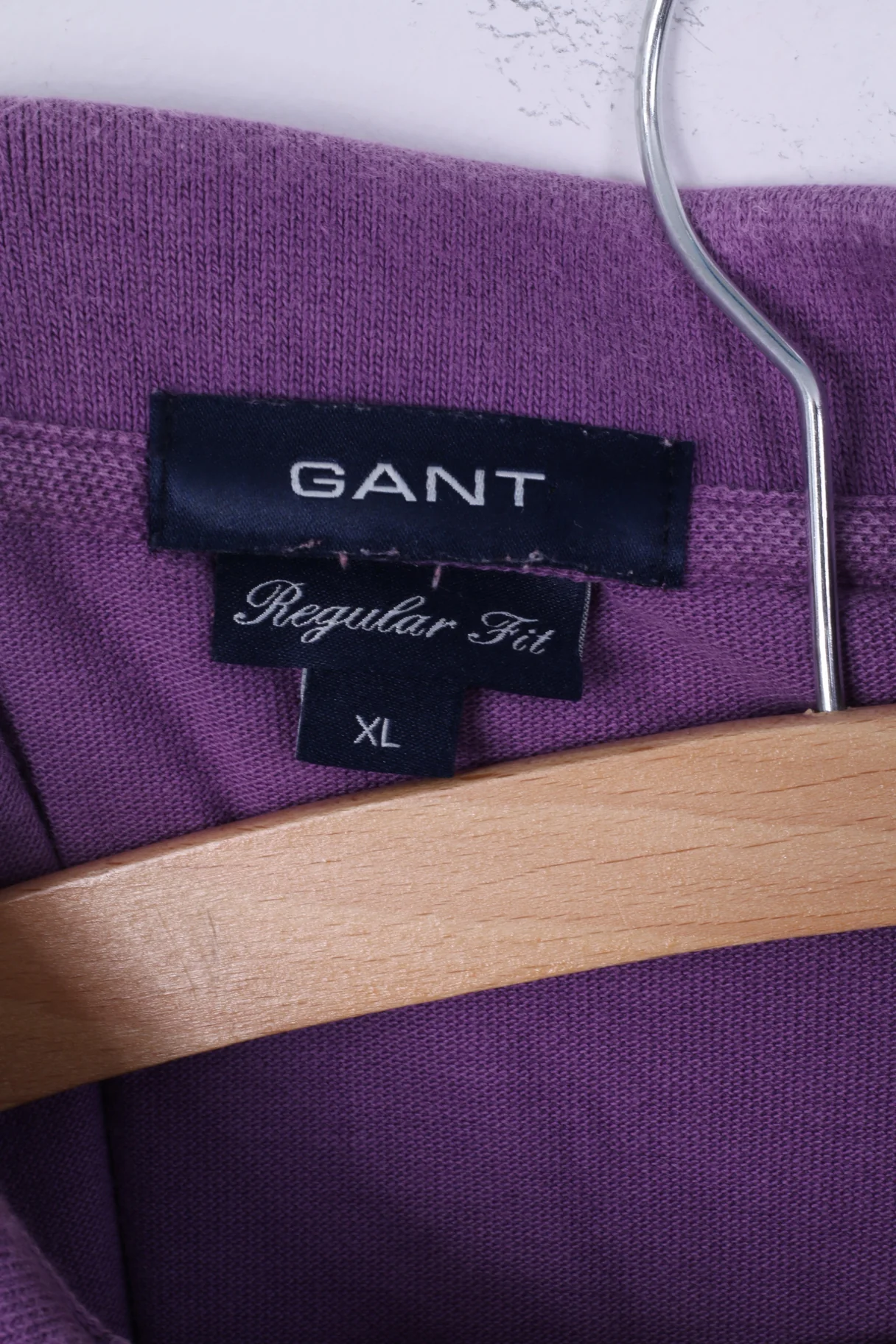 GANT Mens XL Polo Shirt Purple Regular Fit Cotton Detailed Buttons - Image 4