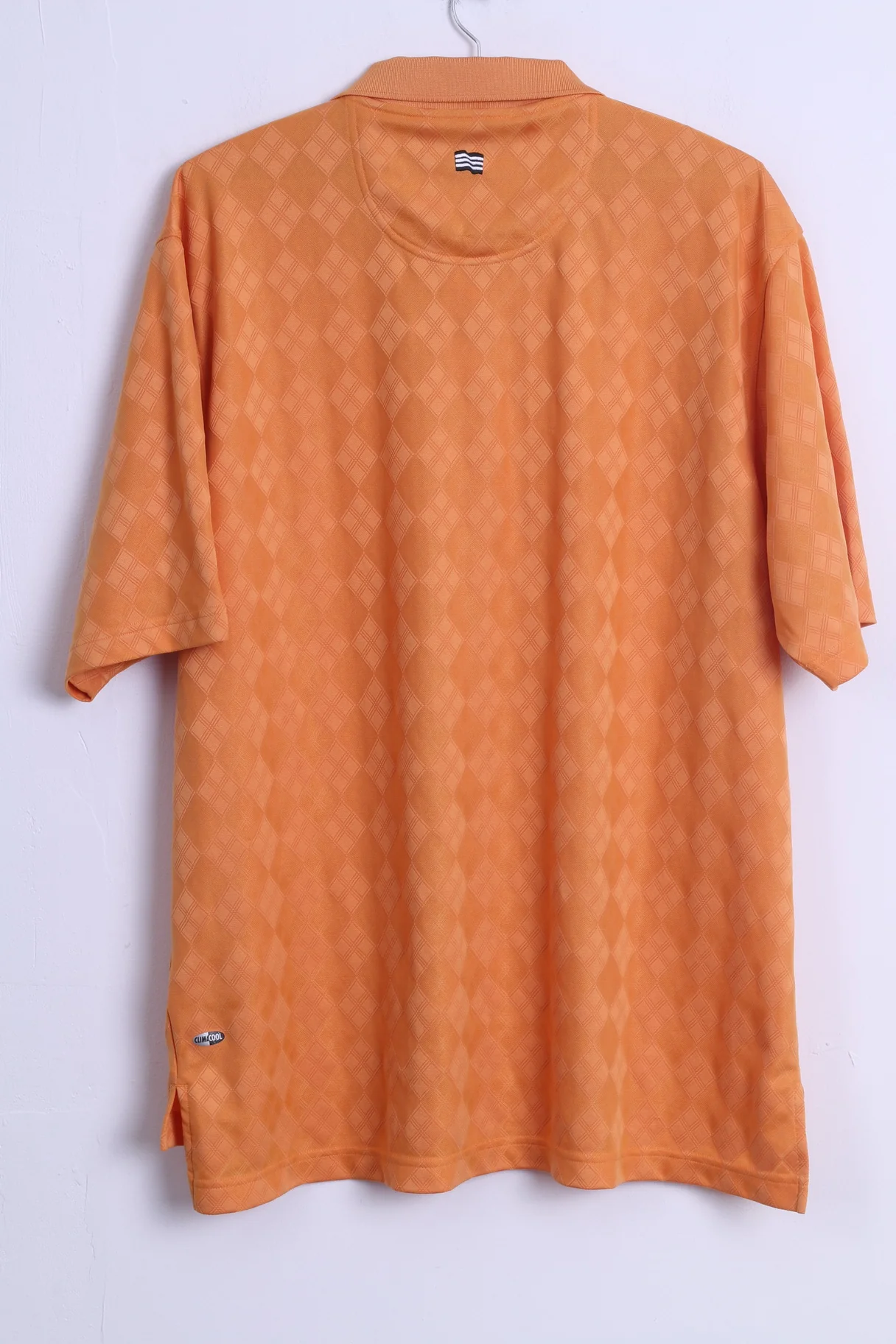 Adidas Mens XL Polo Shirt Shiny Orange Clima Cool Diamond Printed Retro Top - Image 7