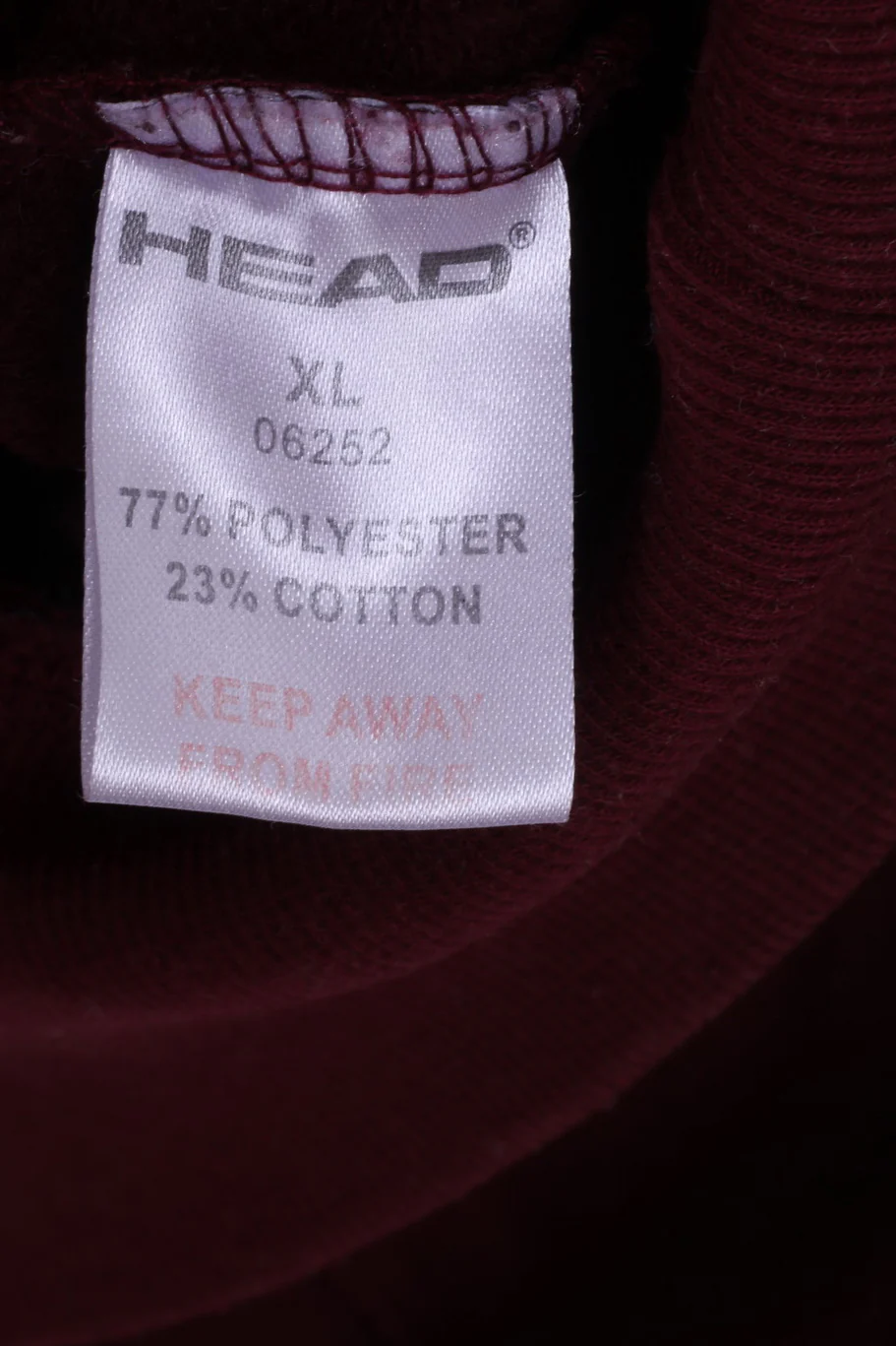 Head Mens XL Sweatshirt Burgundy Cotton Hooded Graphic Kangaroo Pocket Hoodie - Image 6