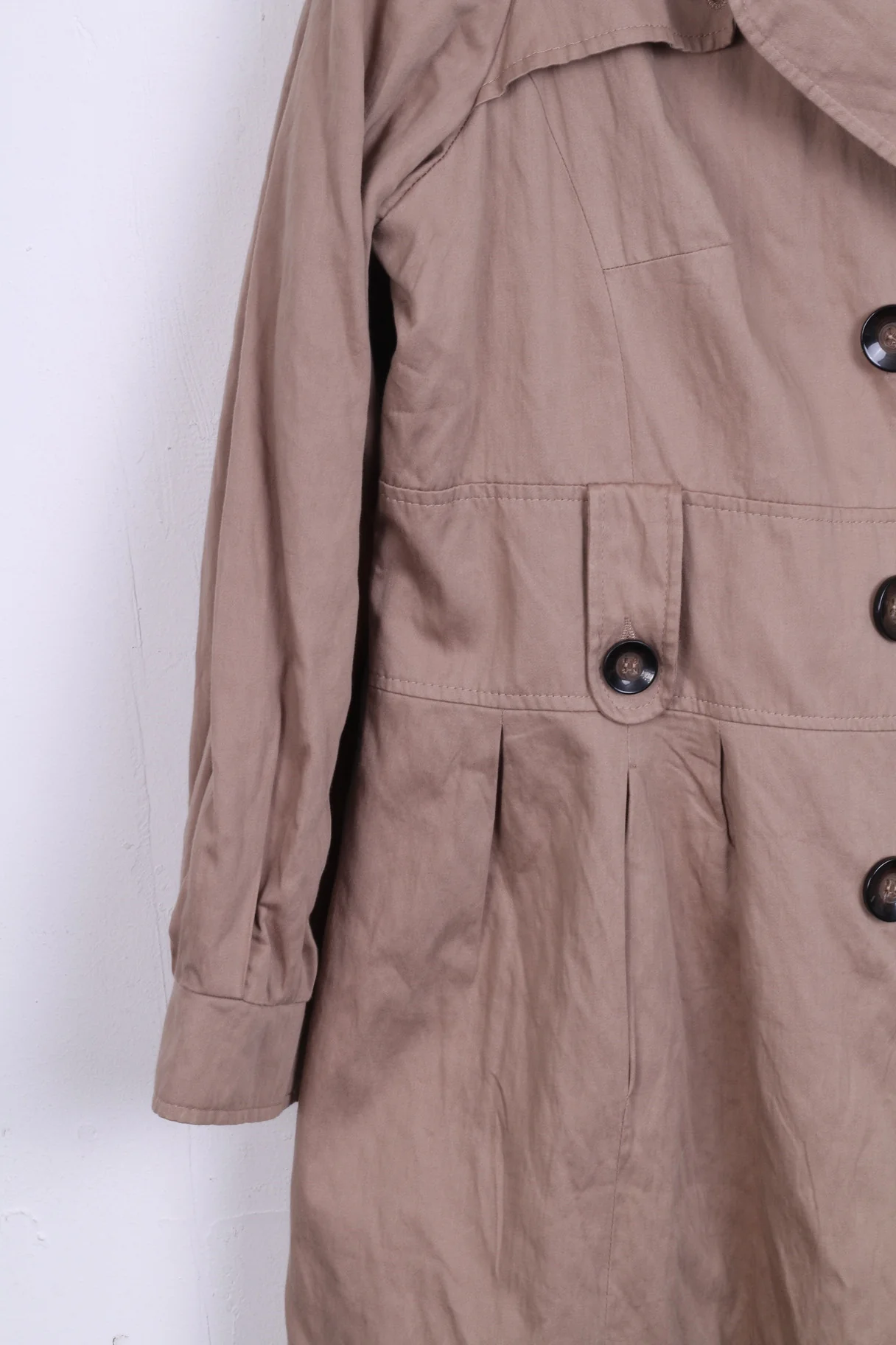 MARKS & SPENCER Womens 22 3XL Coat Long Beige Double Breasted - Image 2