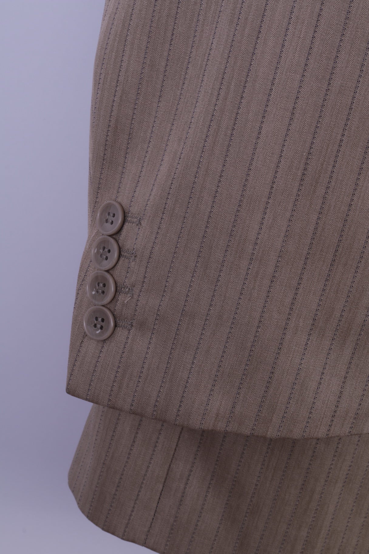 Legenda Class Men 56 46 Blazer Taupe Striped Wool Blend Shiny Single Breasted Jacket - Image 6