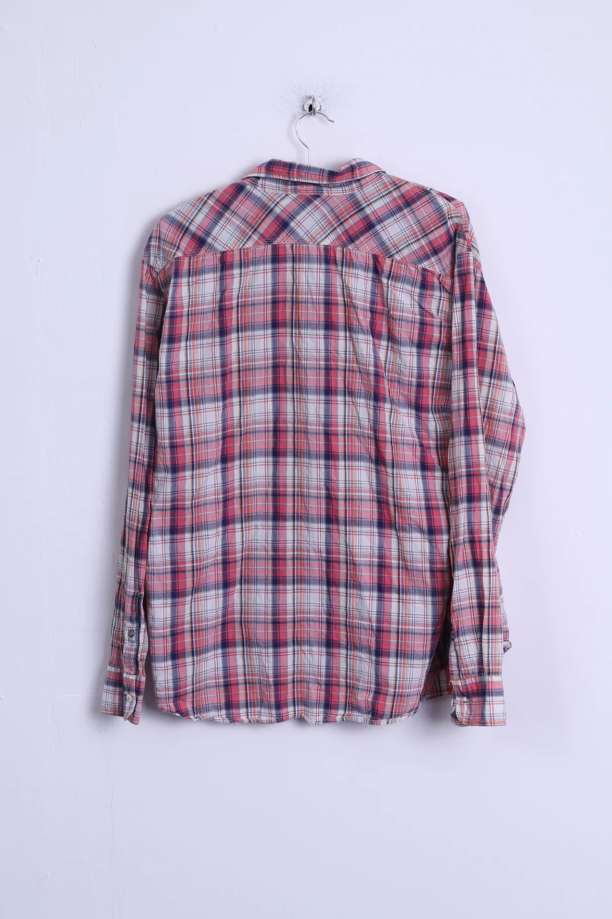 J.A.G.H.S JAGHS Mens XL Casual Shirt Pink Checkered Cotton Long Sleeve - Image 6