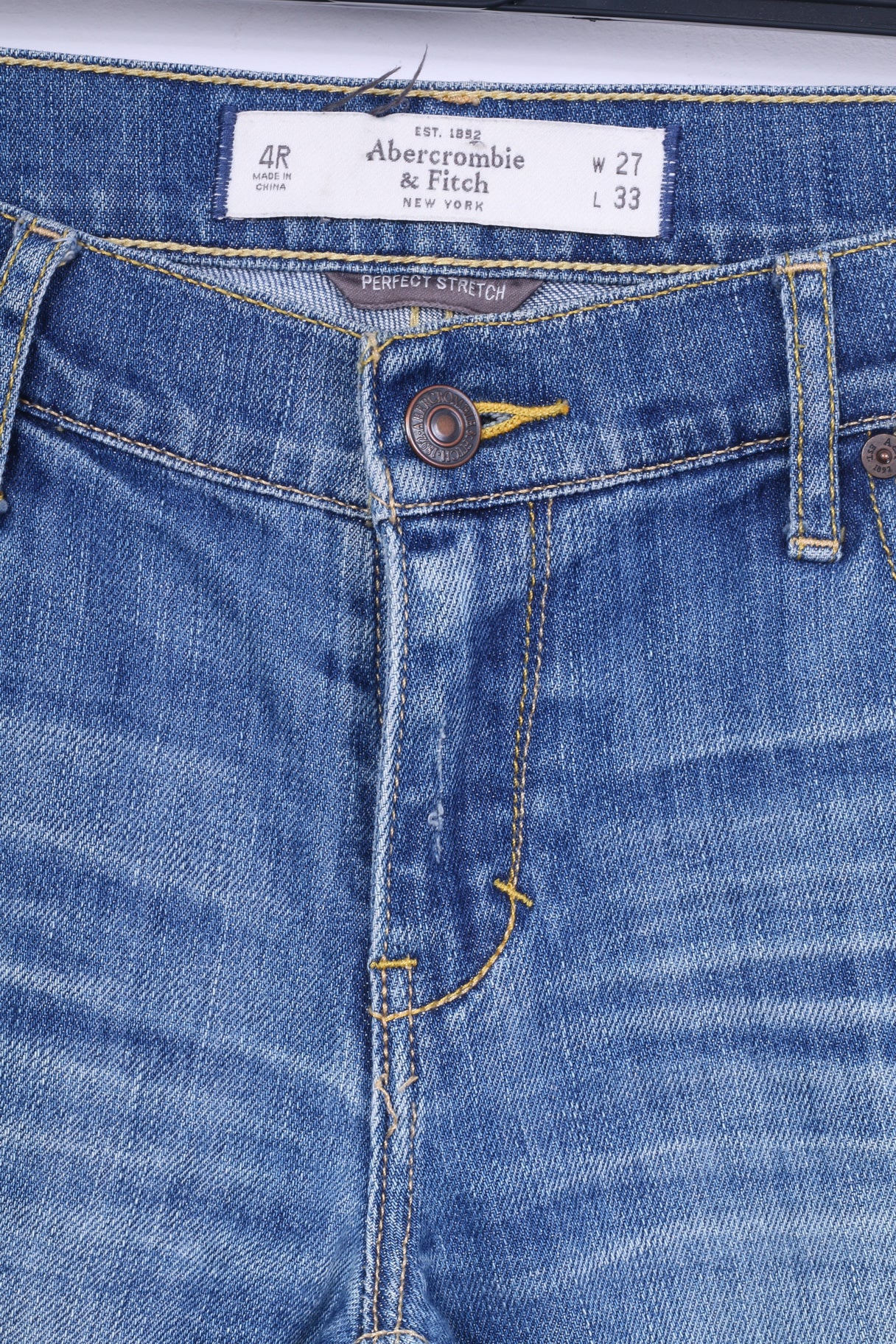 Abercrombie & Fitch Womens W27 L33 Trousers Jeans Blue Cotton Denim - Image 2