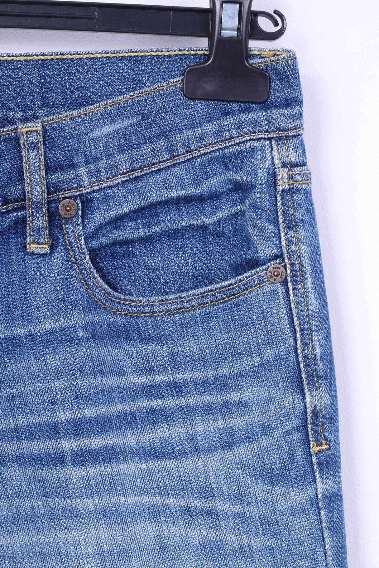 Abercrombie & Fitch Womens W27 L33 Trousers Jeans Blue Cotton Denim - Image 3